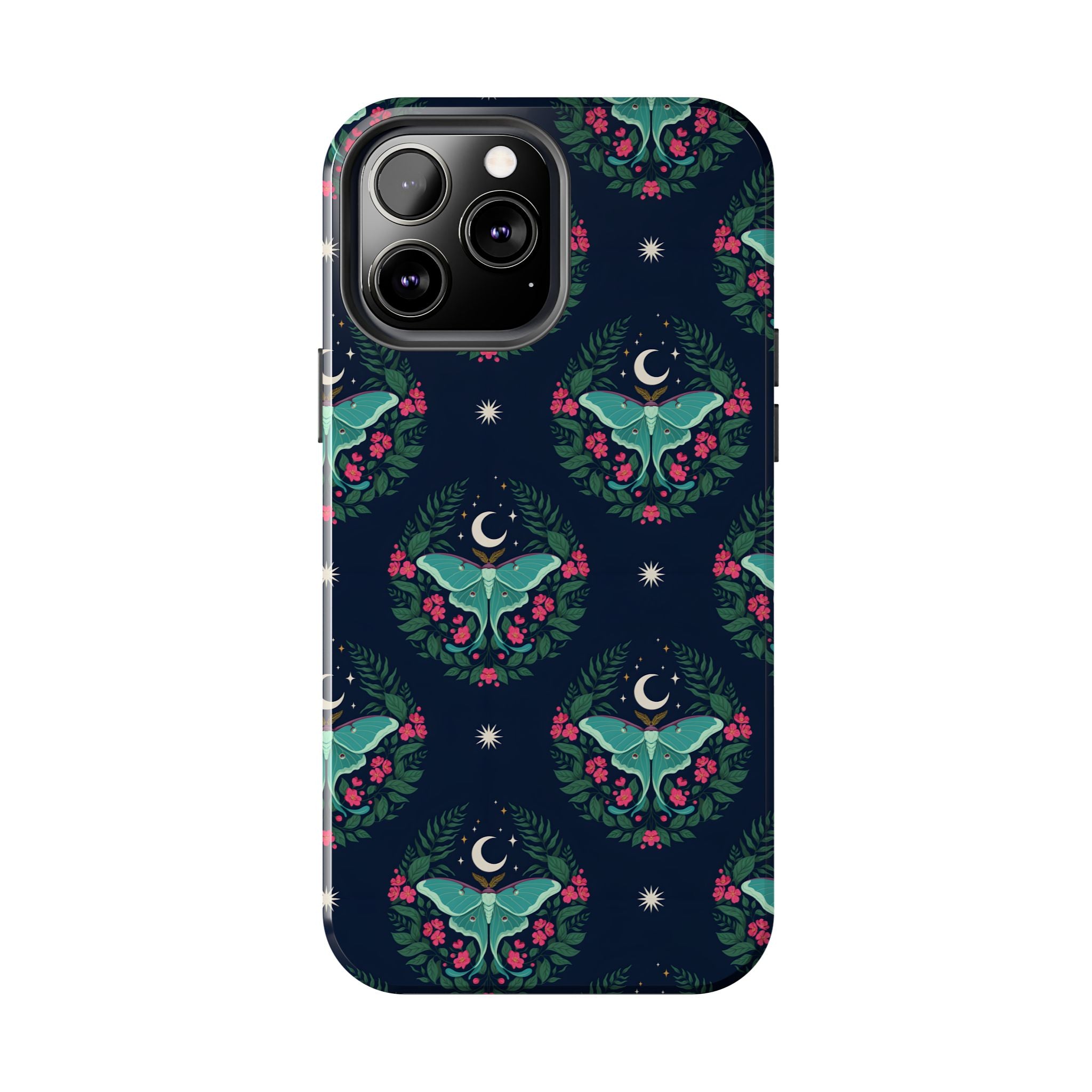 Moon Moth Tough Phone Case — Botanical Nightscape Protective Cover