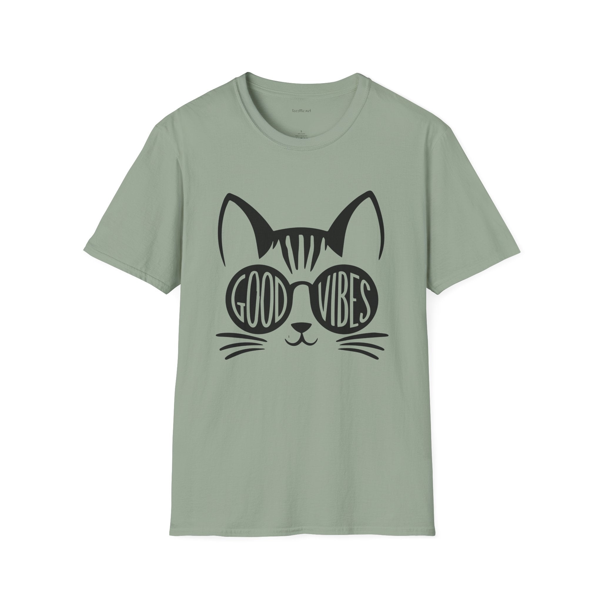 Good Vibes Cat Glasses 01 Unisex Softstyle T-Shirt 100% Cotton Graphic