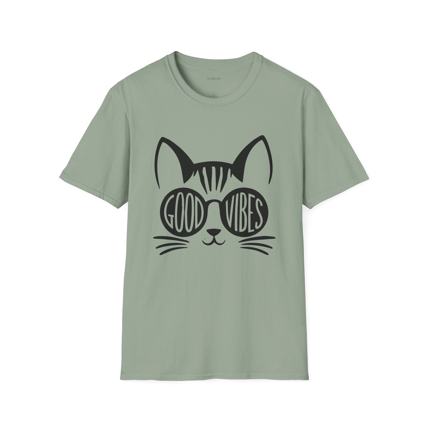 Good Vibes Cat Glasses 01 Unisex Softstyle T-Shirt 100% Cotton Graphic