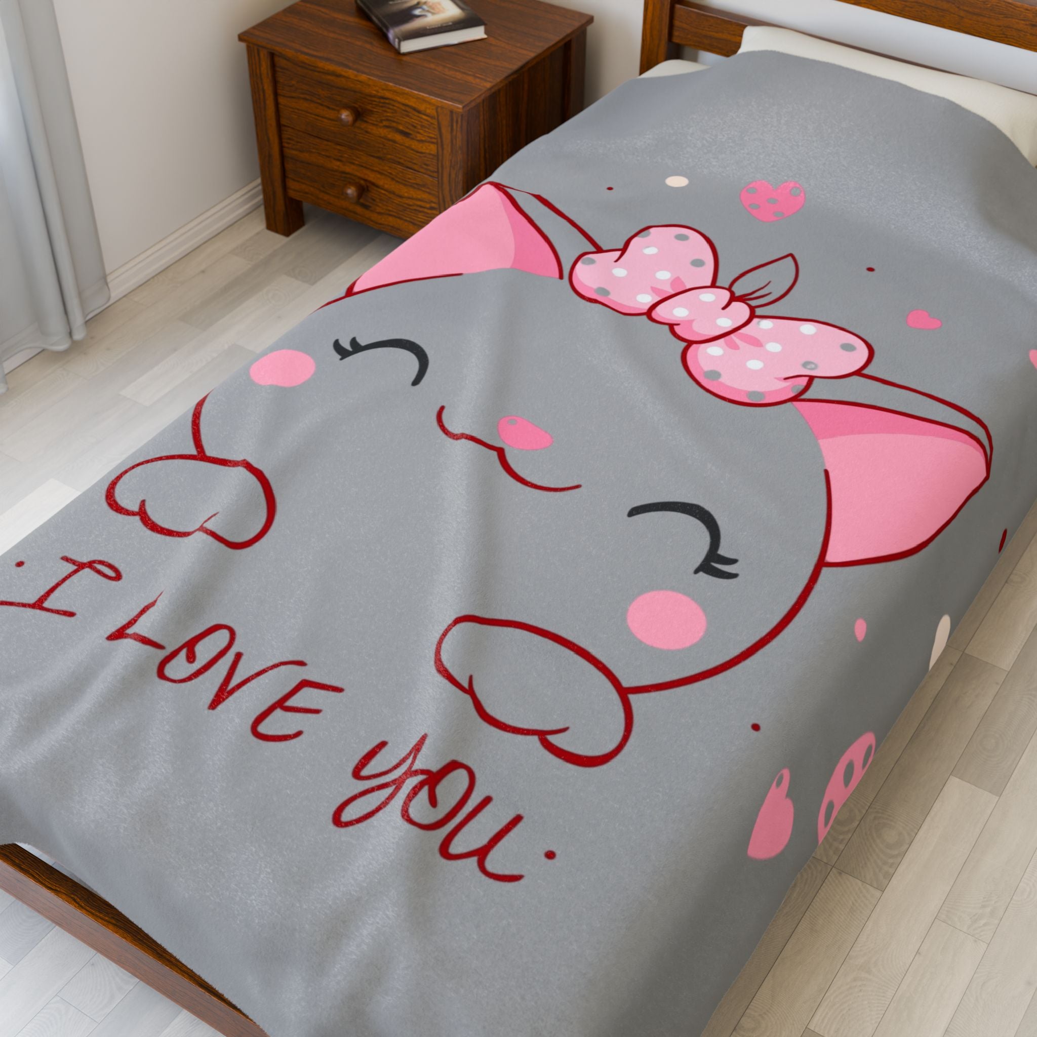 Kitty Love Velveteen Plush Blanket