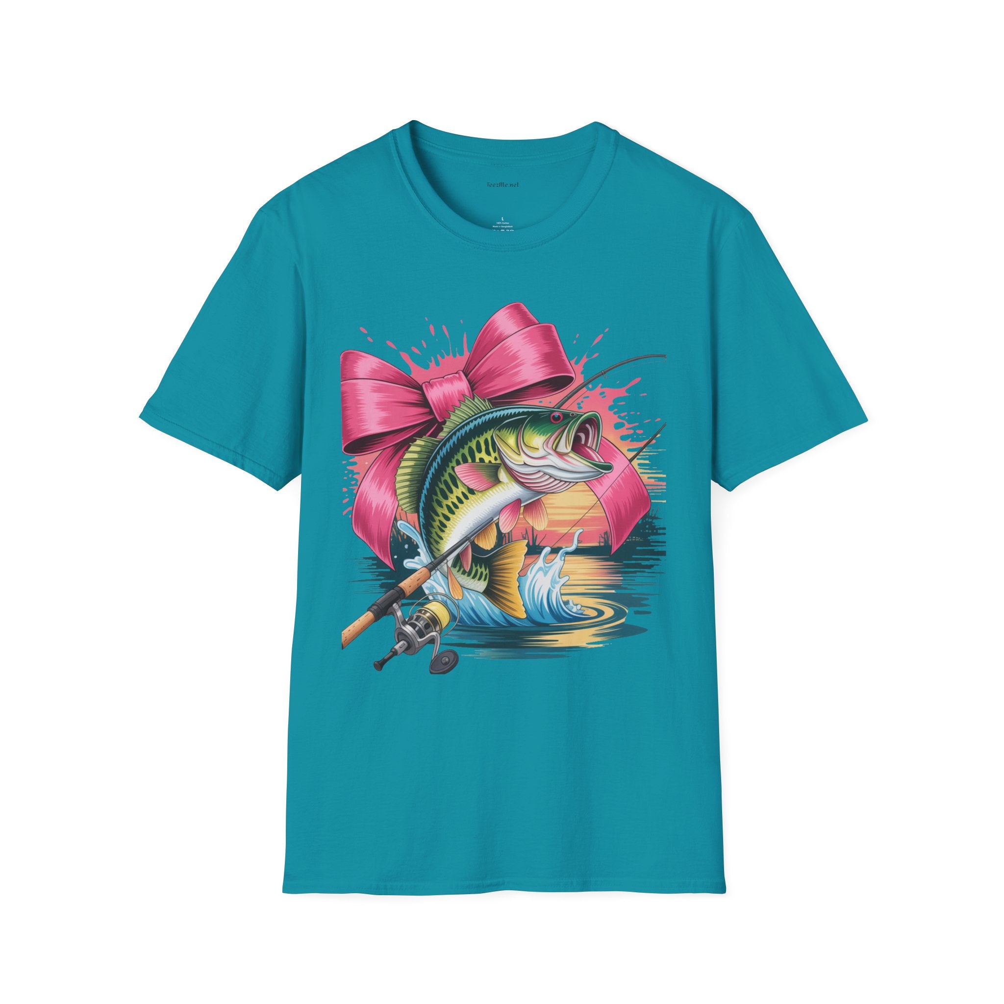 Fishing Girl - Unisex Softstyle T-Shirt 100% Cotton Graphic