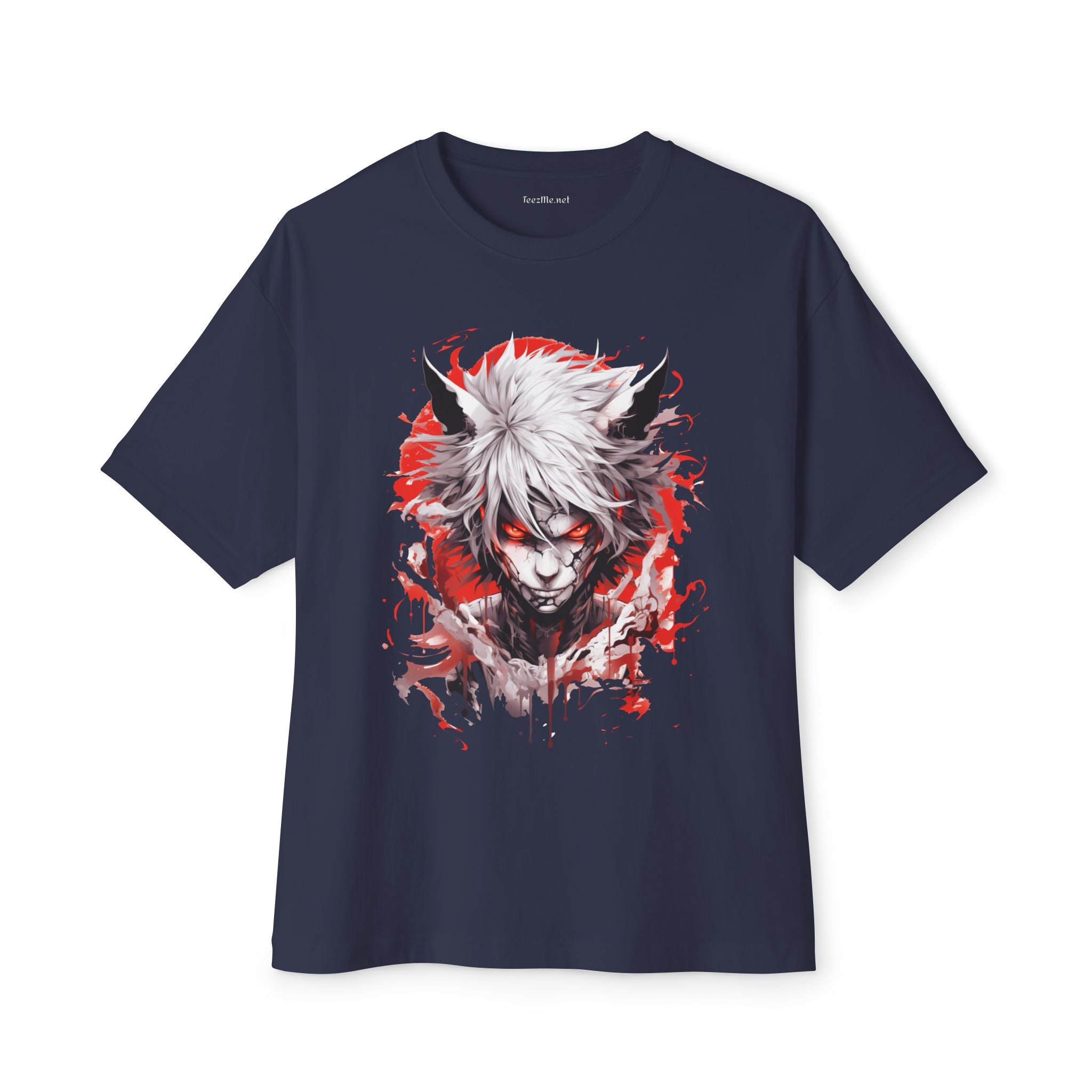 Anime Demon Mask T-Shirt — Red & White Dark Fantasy Graphic Tee
