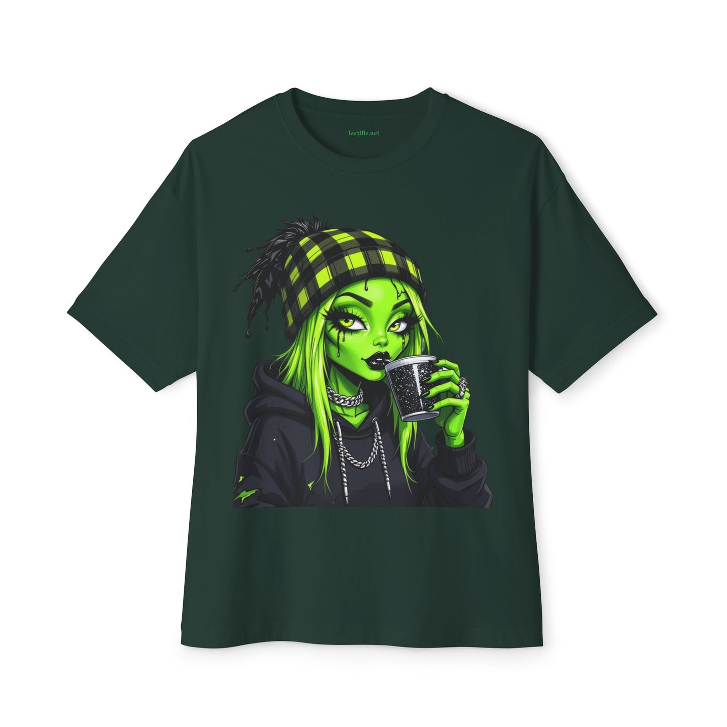 Alien Coffee Girl Unisex Oversized Boxy Tee