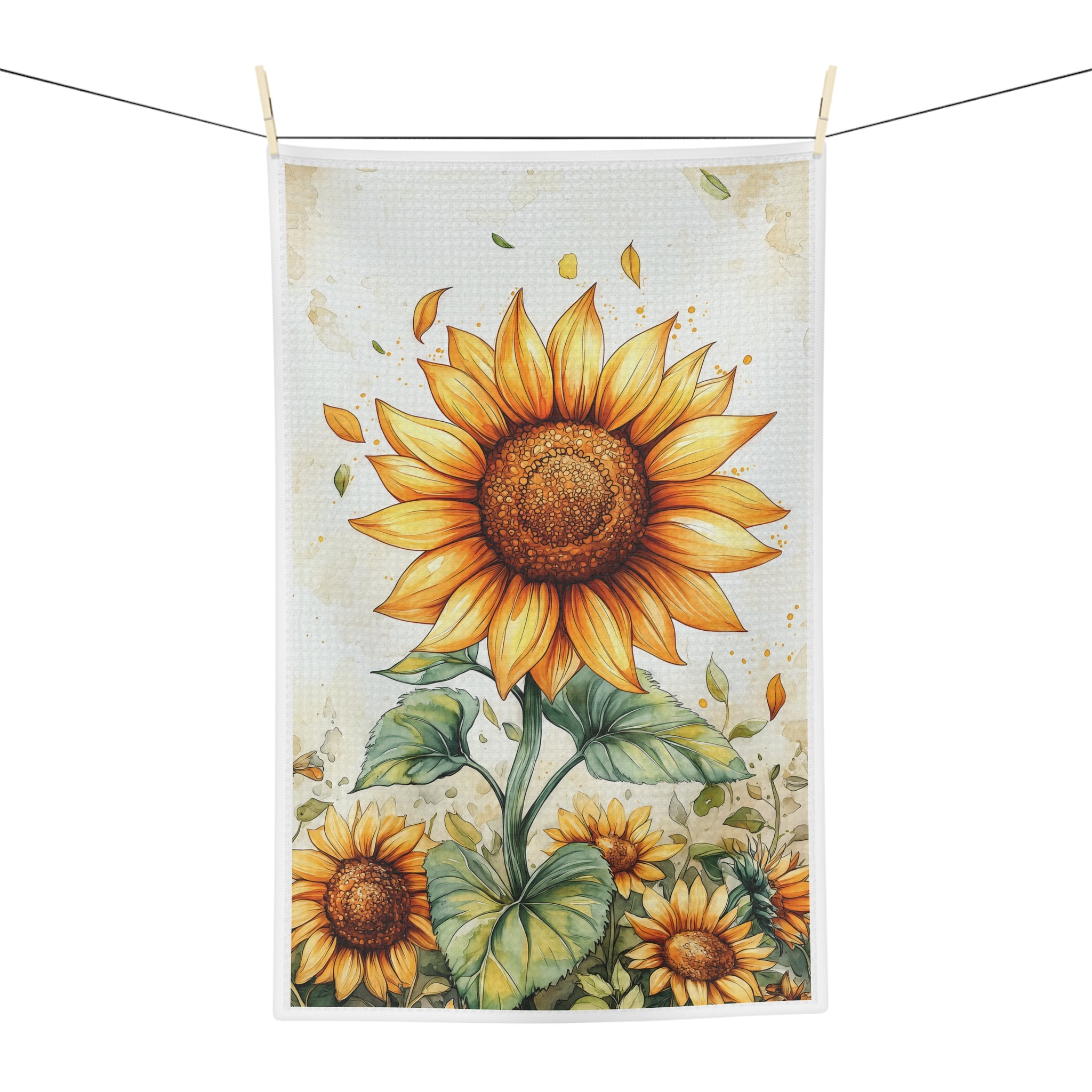 Sunflower Microfiber Tea Towel — Bright Botanical Kitchen Decor