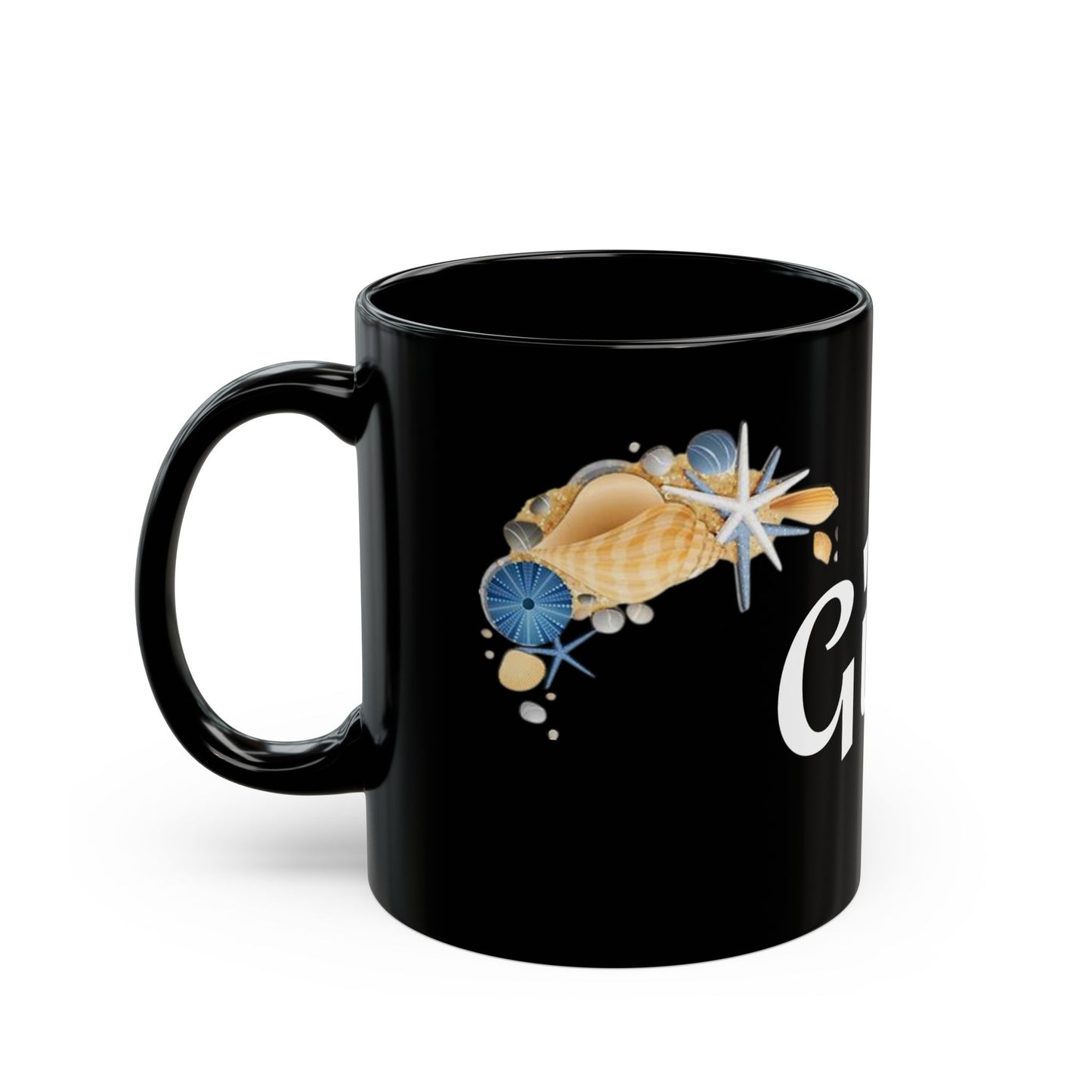 GiGi with seashells - Black Mug (11oz, 15oz) #Coffee #Tea #beach