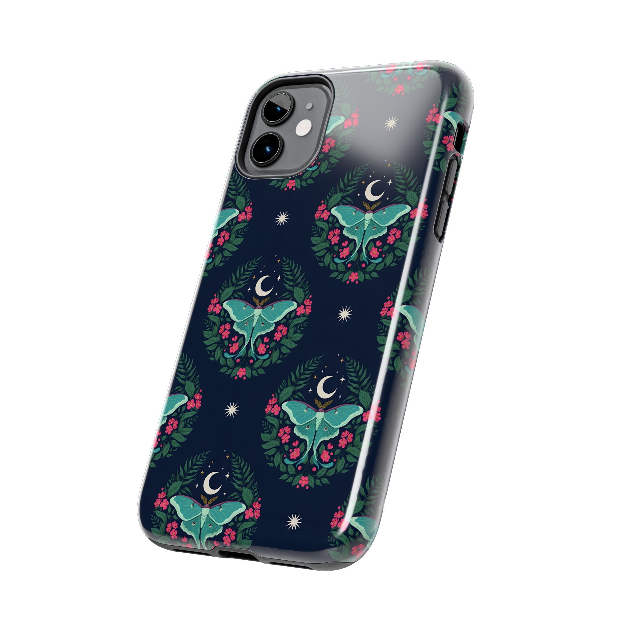 Moon Moth Tough Phone Case — Botanical Nightscape Protective Cover