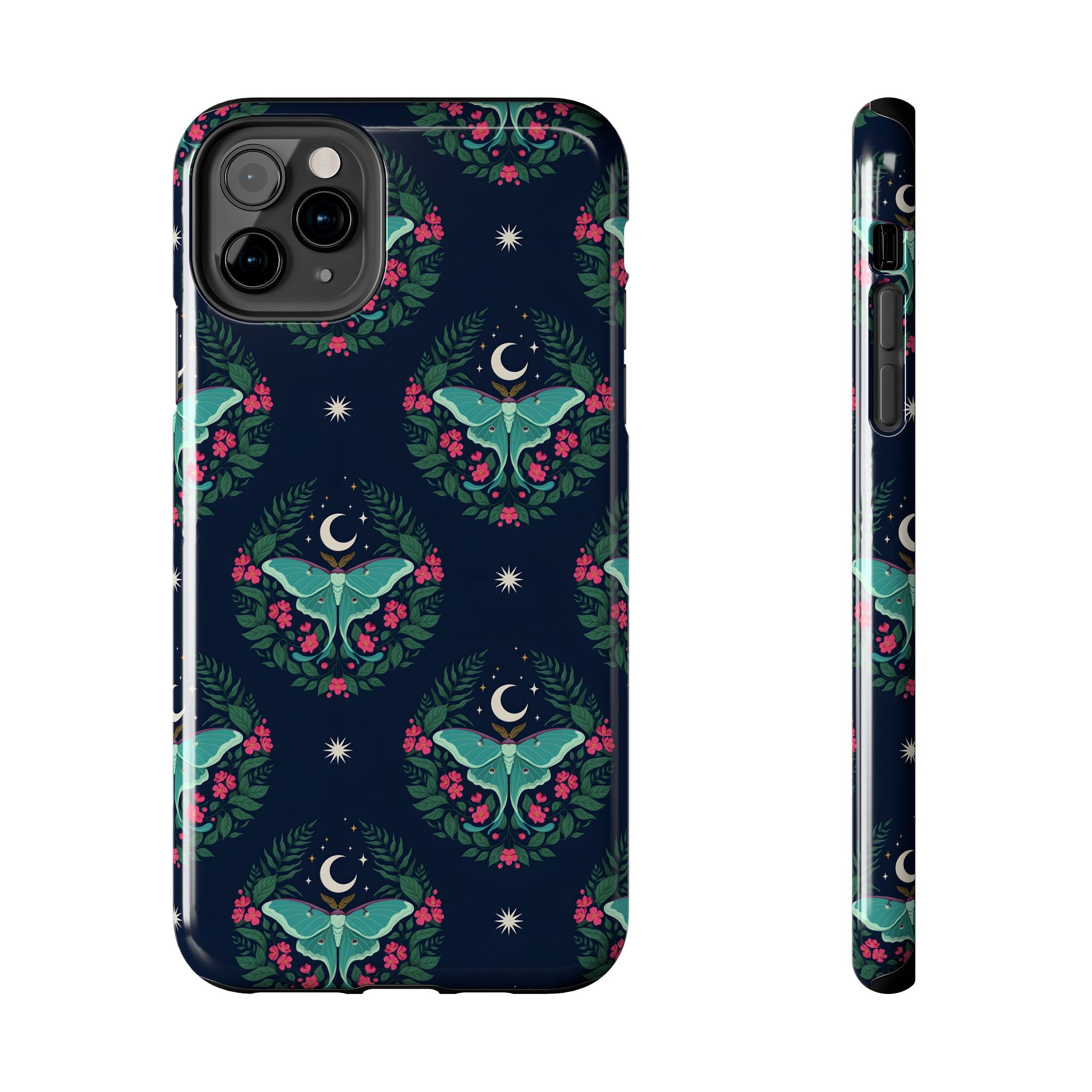 Moon Moth Tough Phone Case — Botanical Nightscape Protective Cover