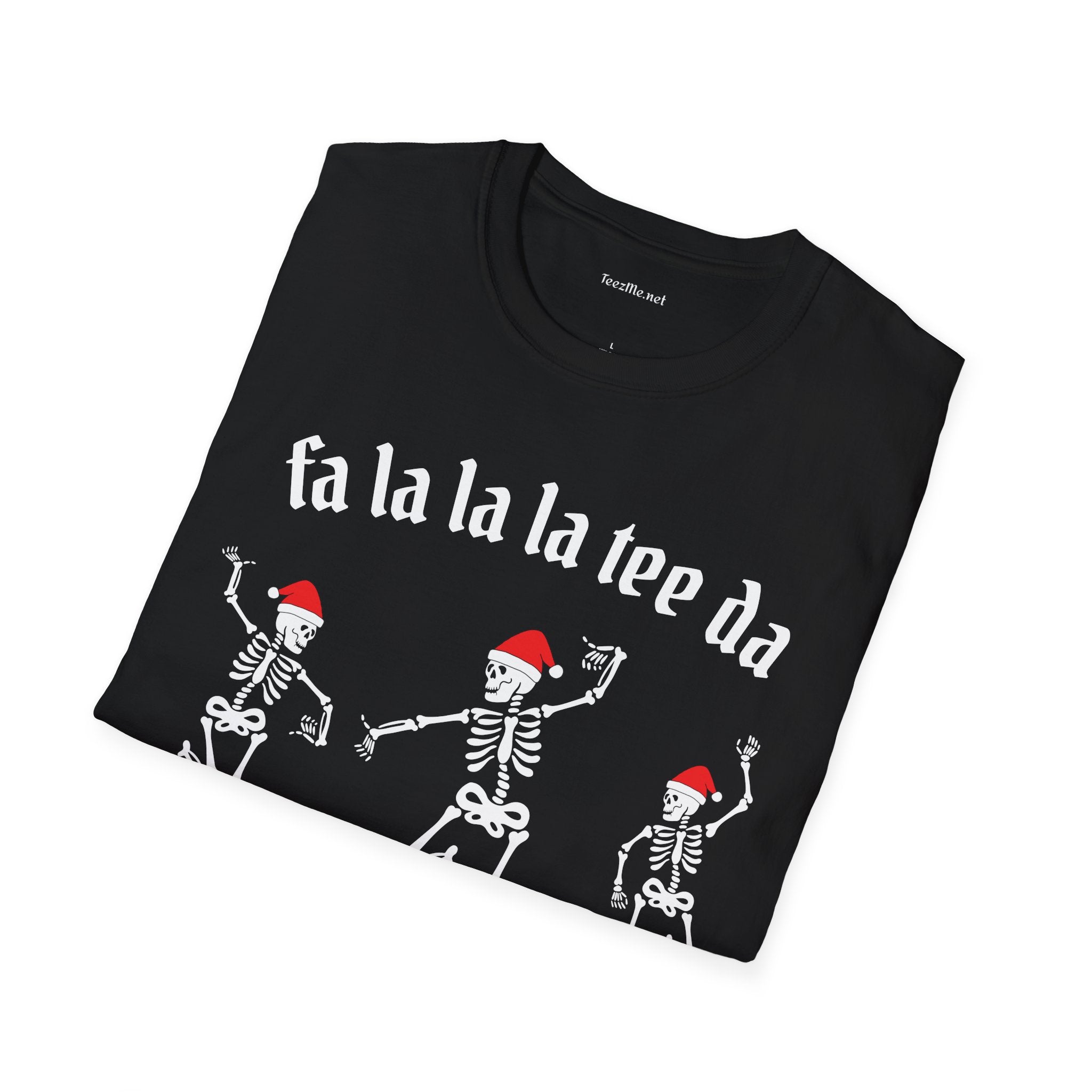 Dancing Santa Skeletons fa la la la Unisex Softstyle T-Shirt 100% Cotton Graphic