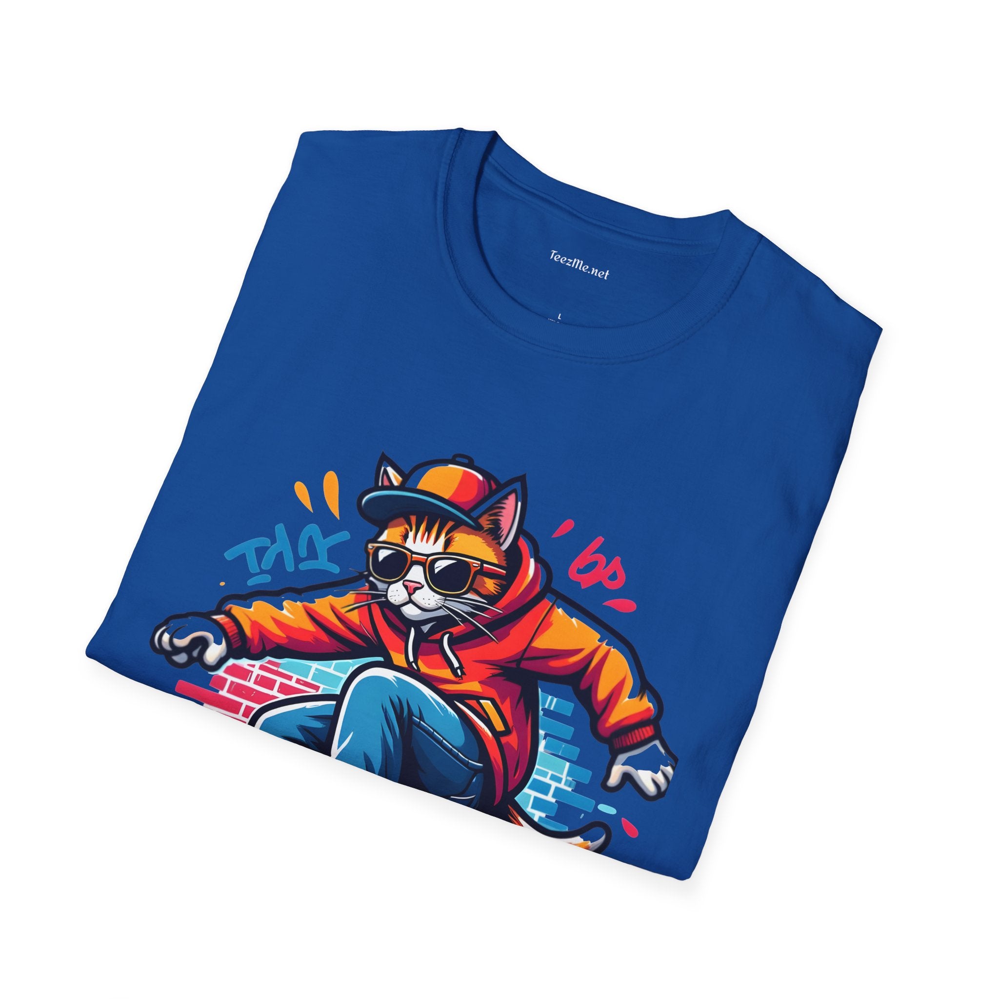 Skating Cool Cat (3) Unisex Softstyle T-Shirt 100% Cotton Graphic
