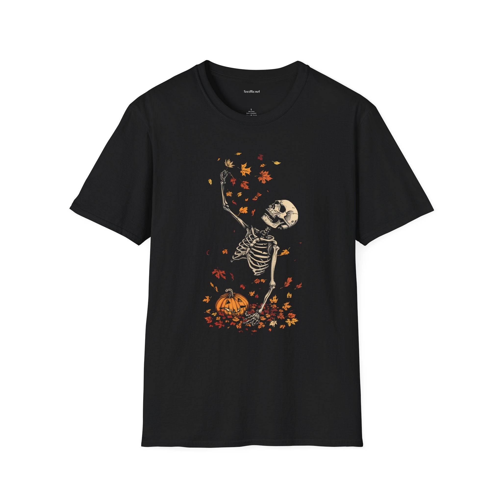 Skeleton & Falling Leaves Halloween T-Shirt