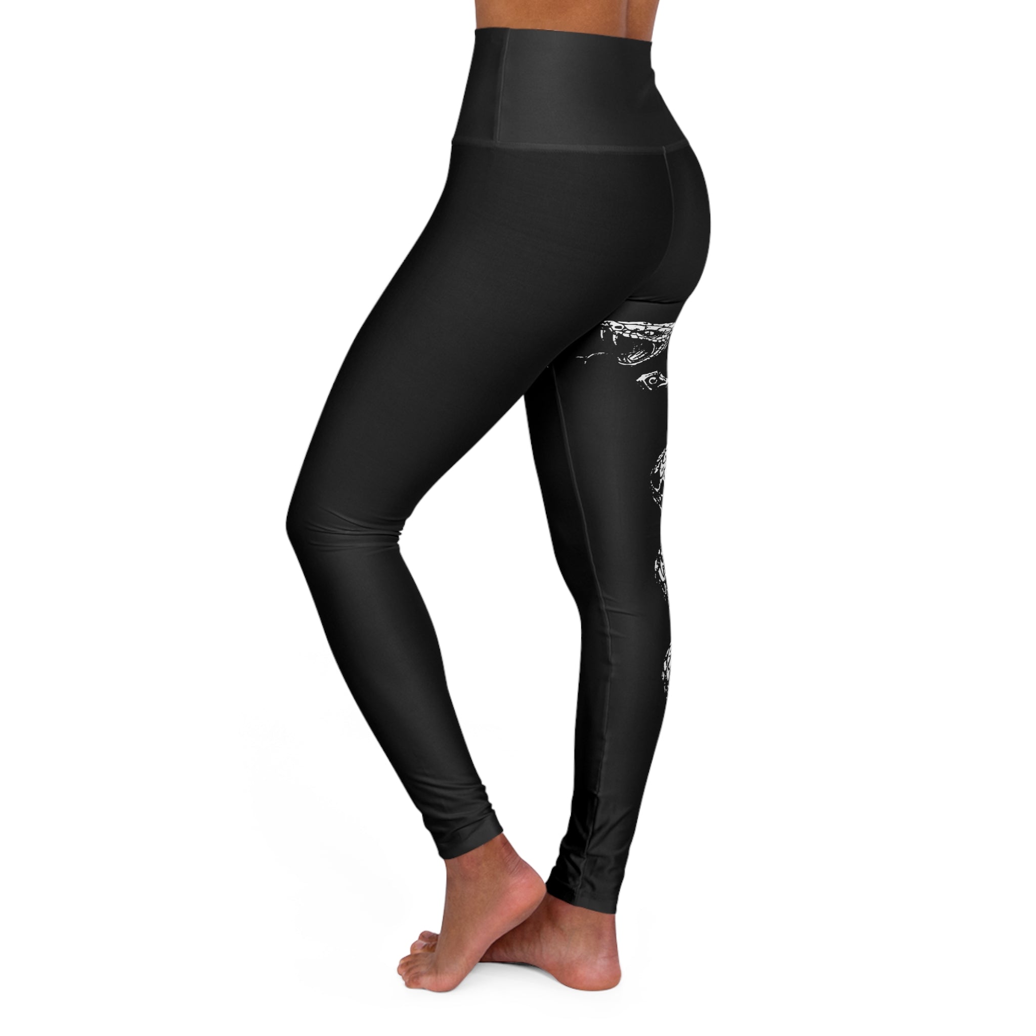 Monochrome Double Headed Snake Print Athletic High-Waist Yoga Leggings