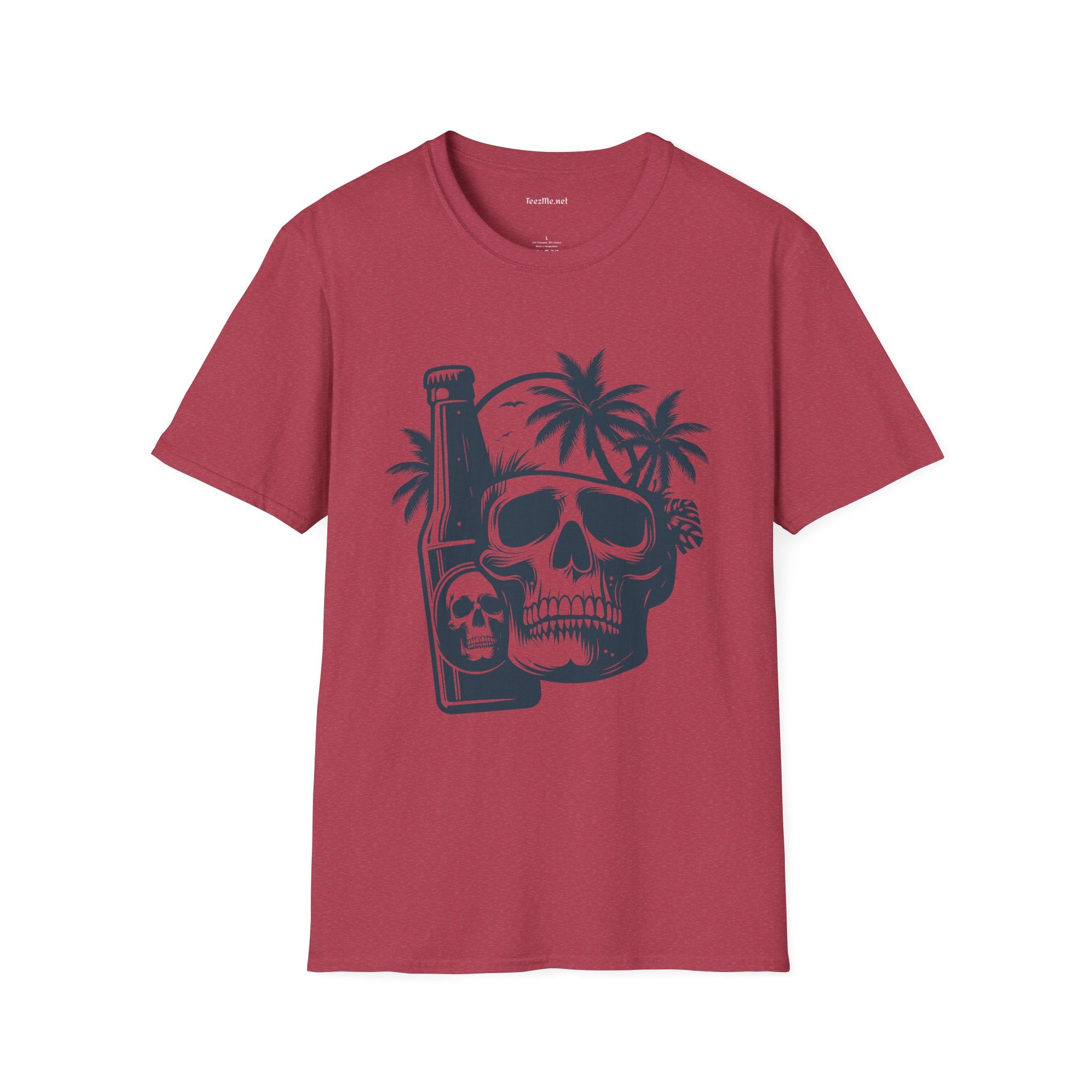 Skull with Beer 01 Unisex Softstyle T-Shirt 100% Cotton