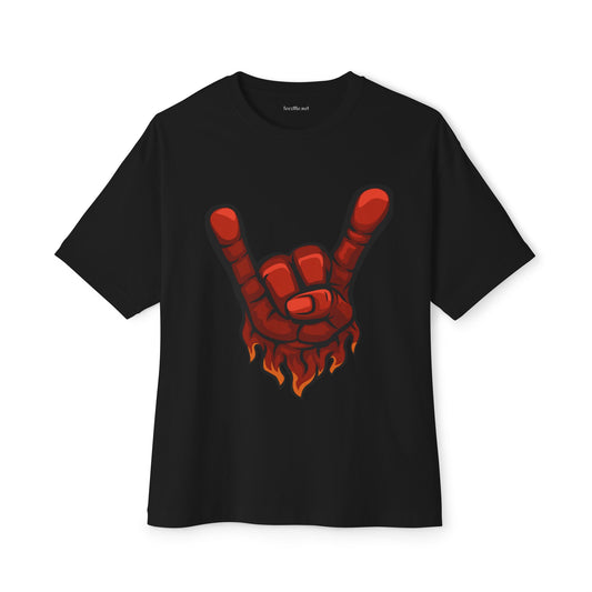 Metal Music Gesture Unisex Oversized Boxy Tee