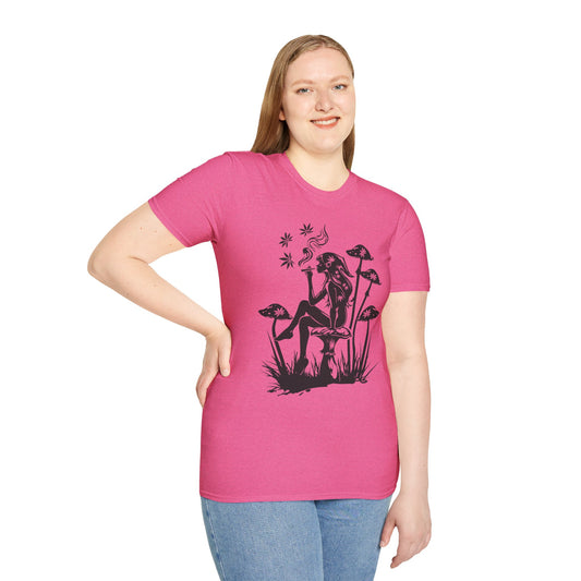 Fairy Smoking Weed - Unisex Softstyle T-Shirt 100% Cotton Graphic