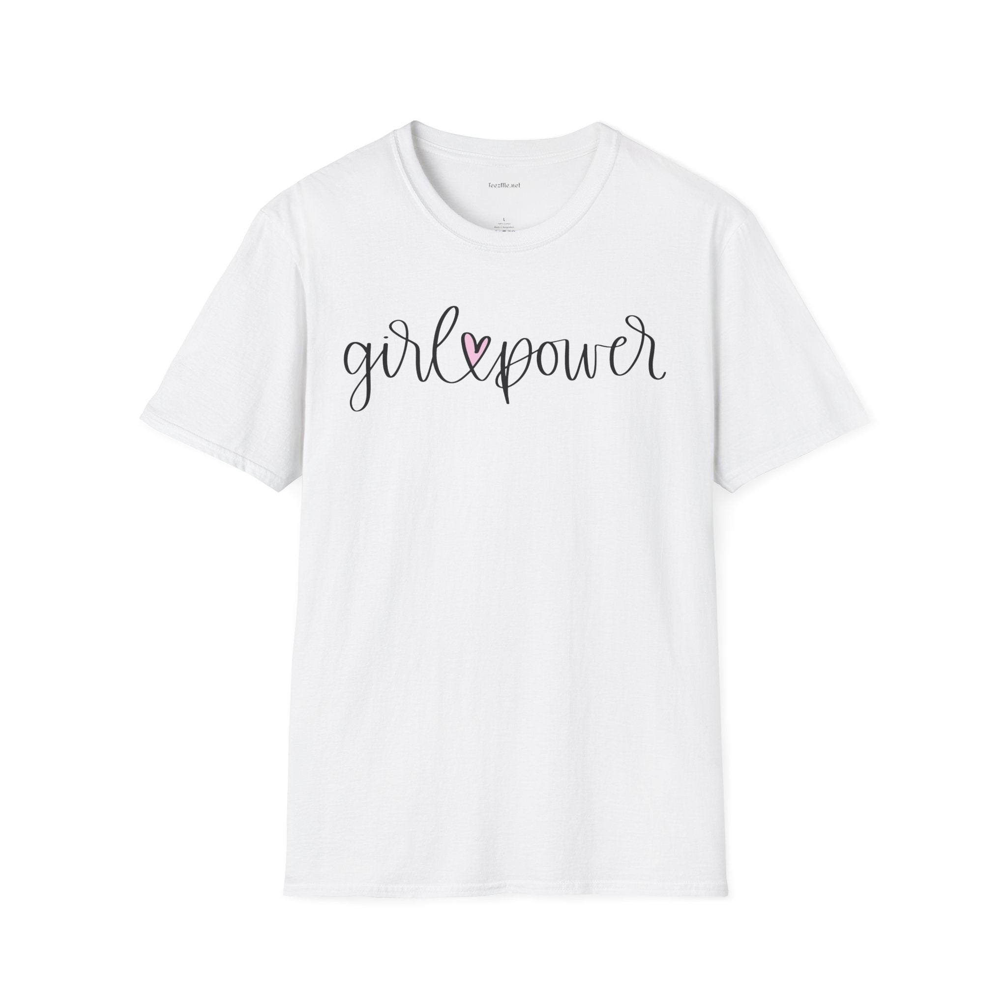 Girl Power T-Shirt — Script Heart Feminist Tee for Women