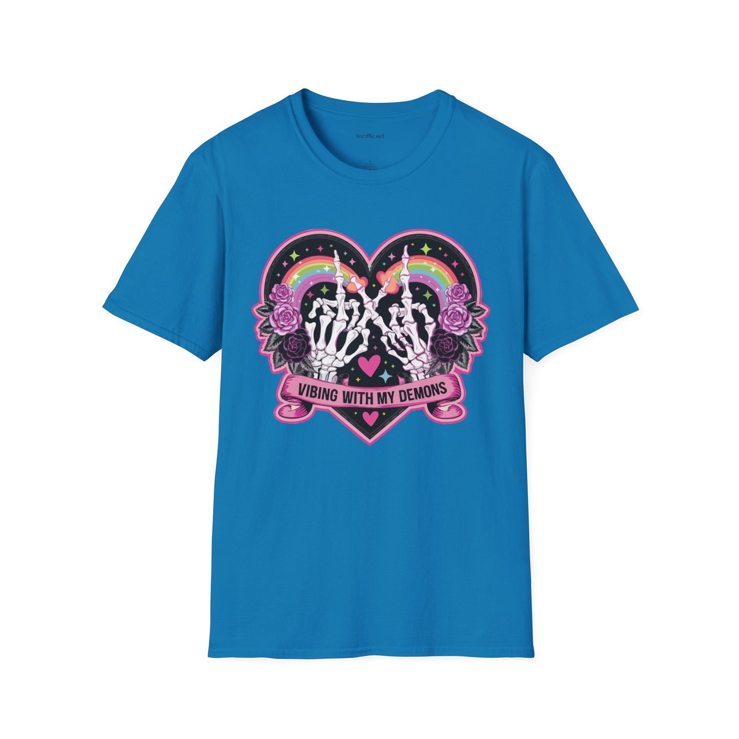 Vibing with My Demons Unisex Softstyle T-Shirt 100% Cotton Graphic