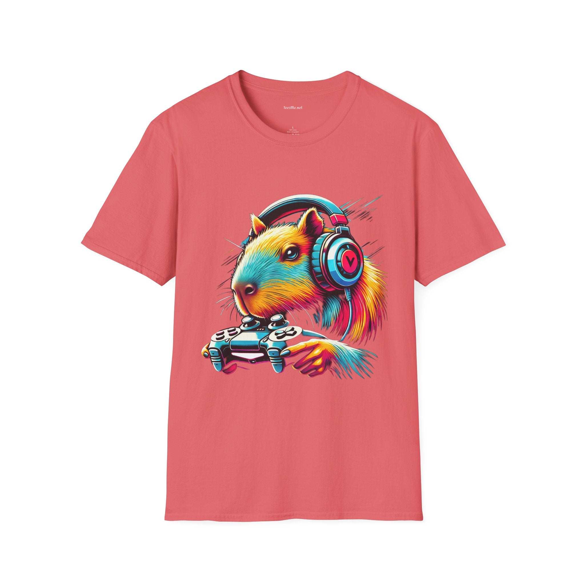 Capybara Video Gamer Unisex Softstyle T-Shirt 100% Cotton Graphic