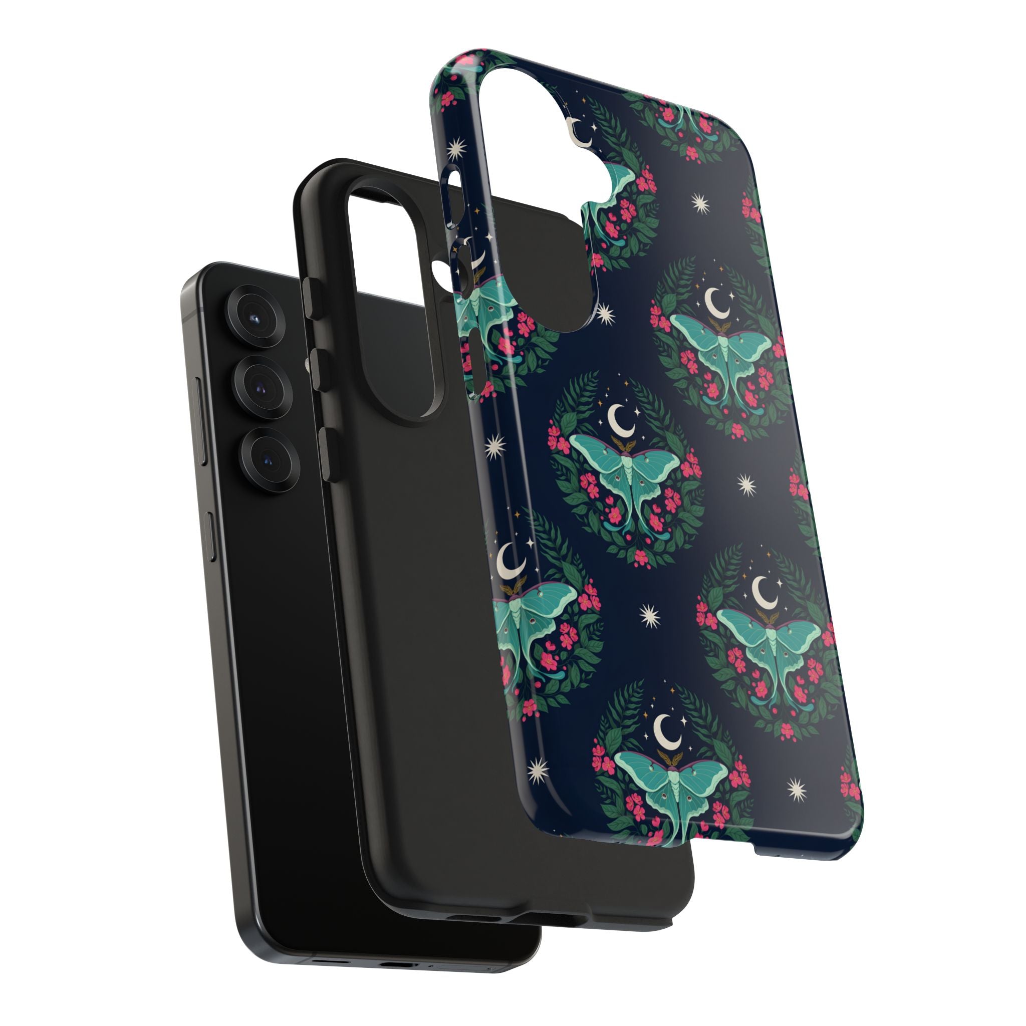Moon Moth Tough Phone Case — Botanical Nightscape Protective Cover