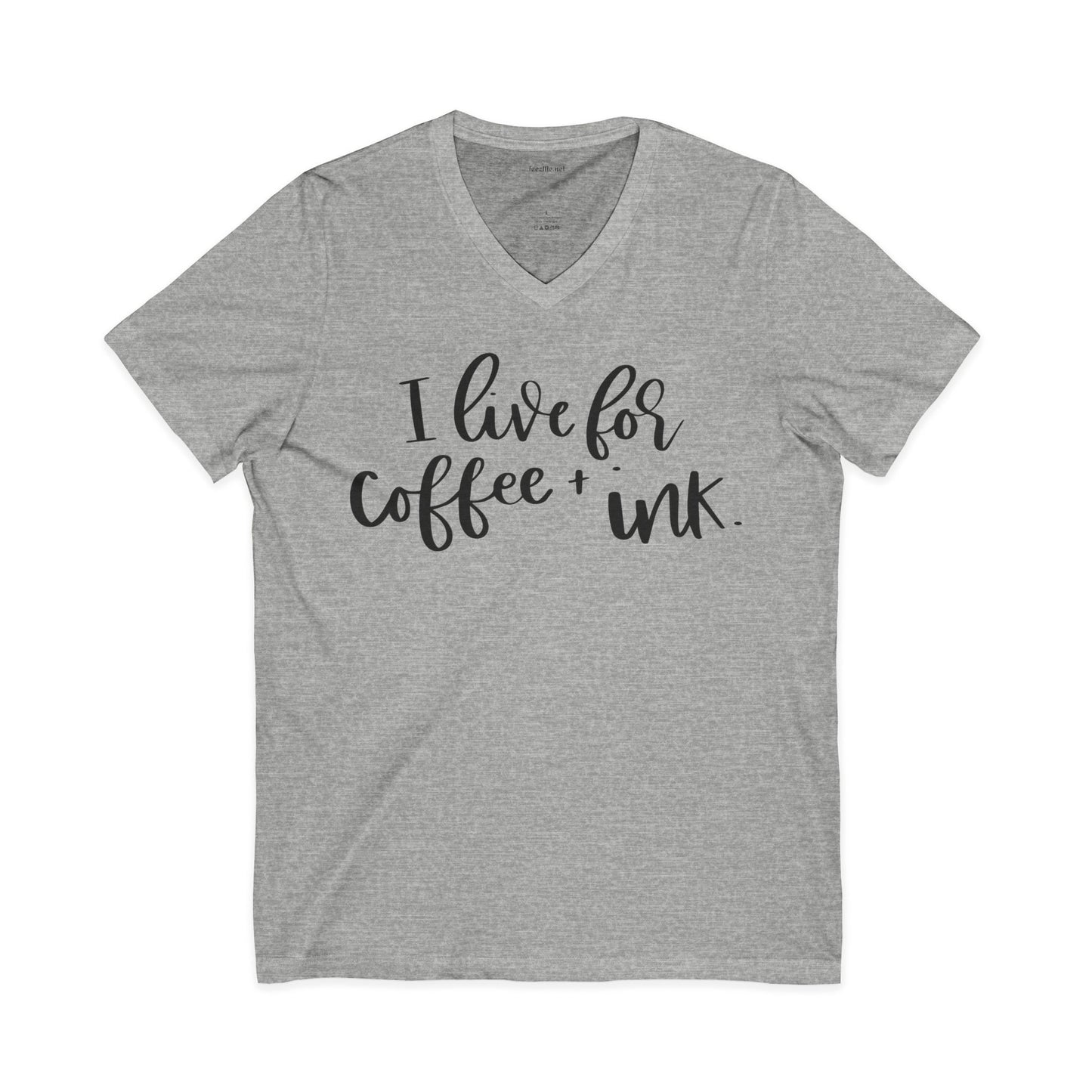 I Live for Coffee & Ink 01 Unisex Jersey Short Sleeve V-Neck Tee