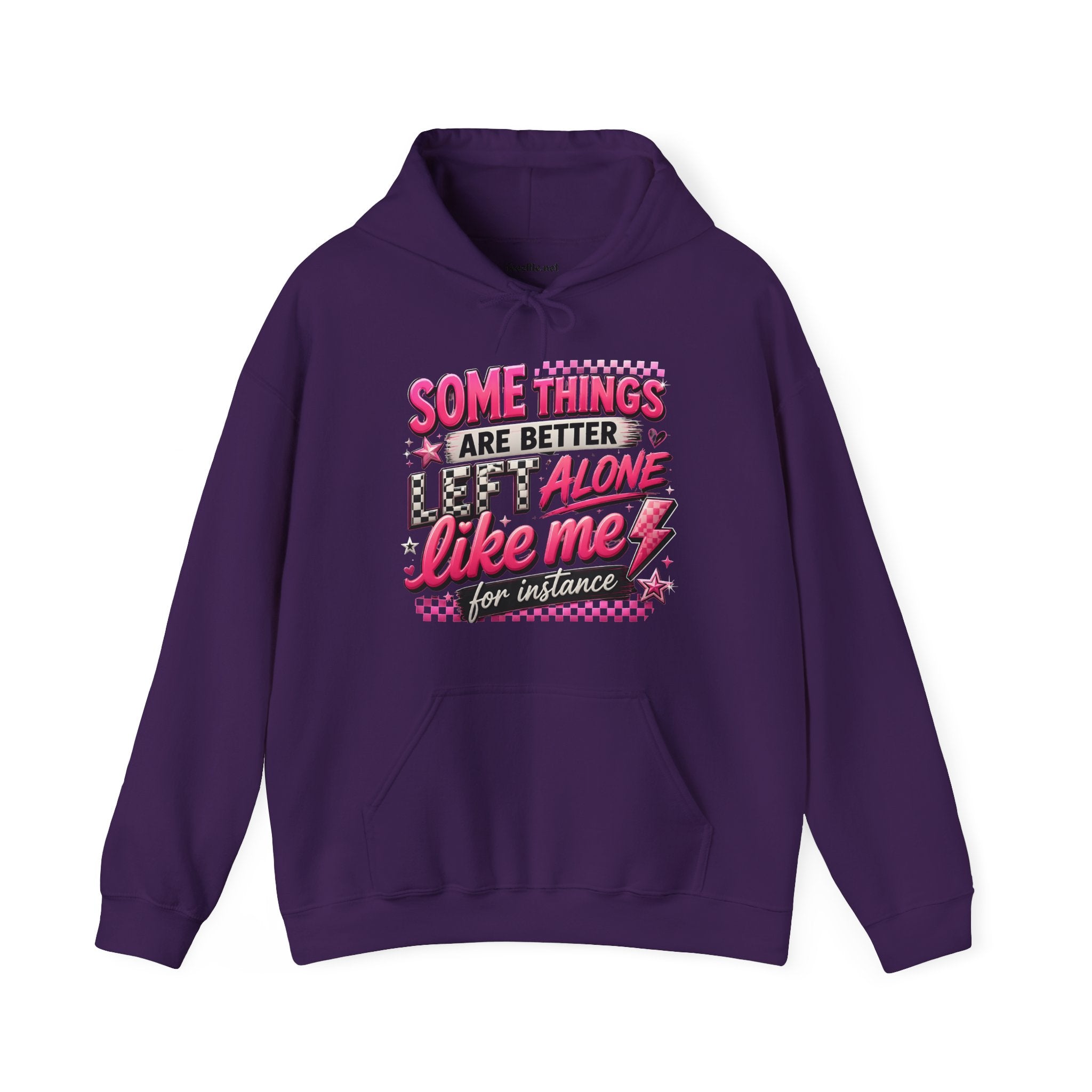 Hoodie — "Some Things Are Better Alone Like Me" Pink Retro Graphic Hoodie