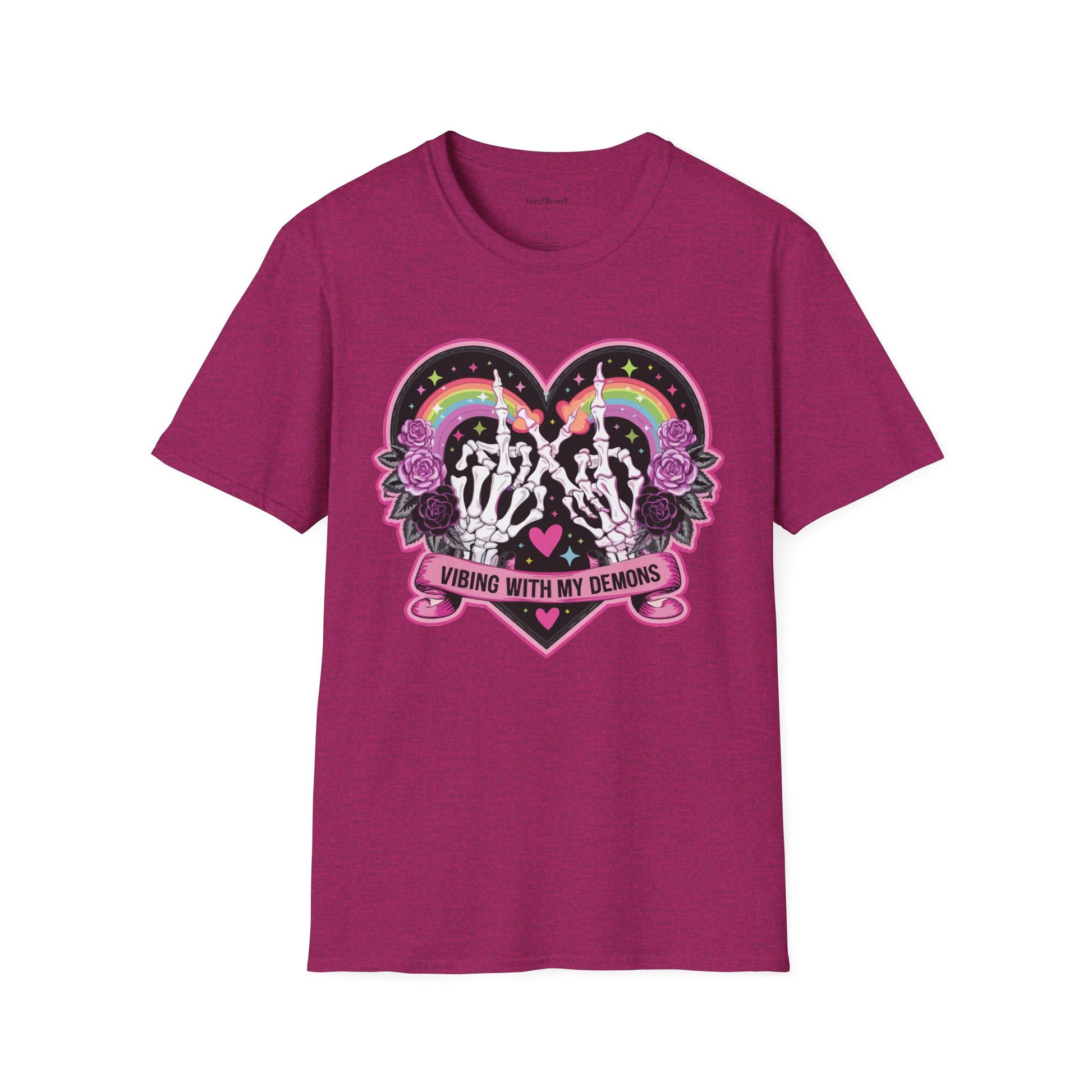 Vibing with My Demons Unisex Softstyle T-Shirt 100% Cotton Graphic