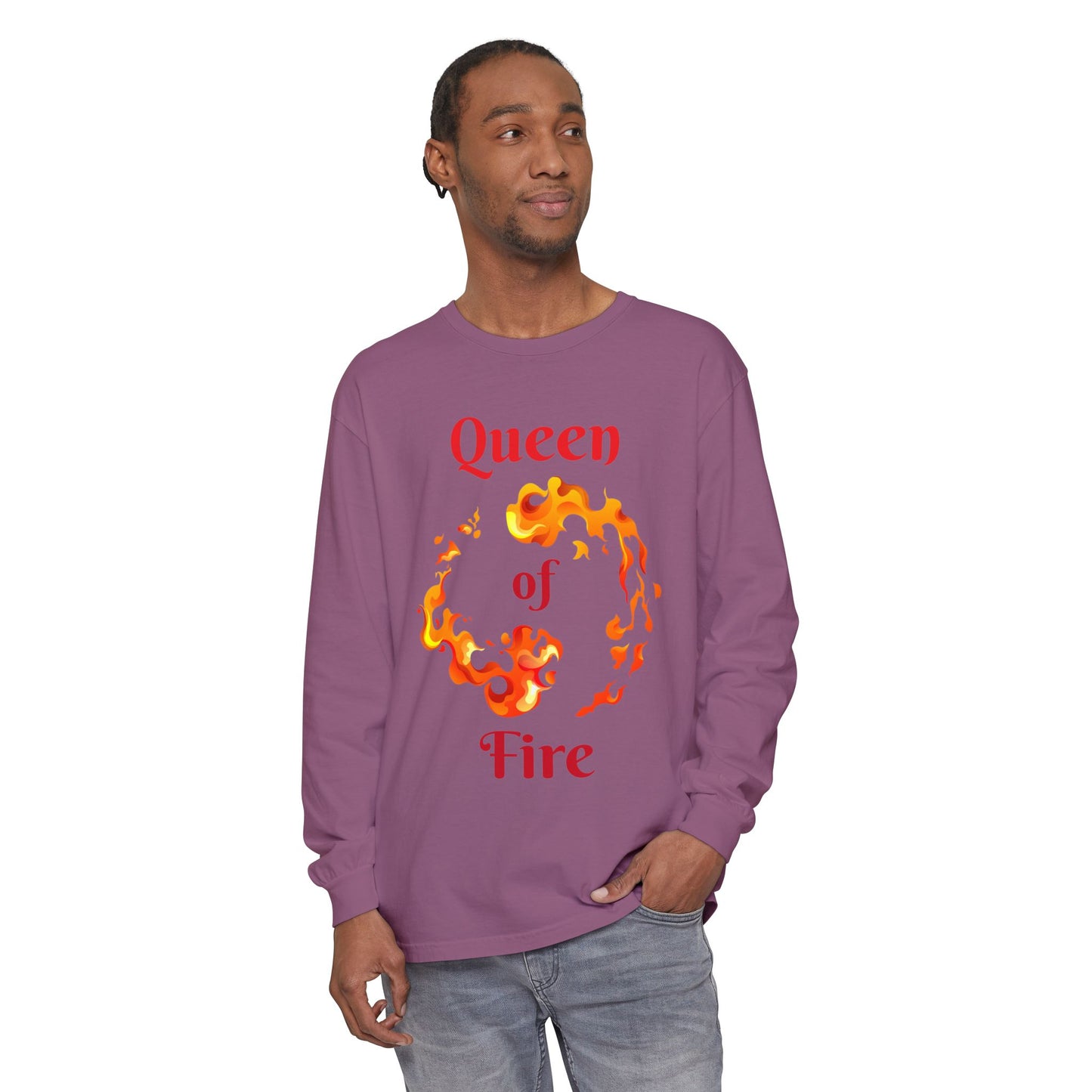 Queen of Fire - Unisex Garment-dyed Long Sleeve T-Shirt