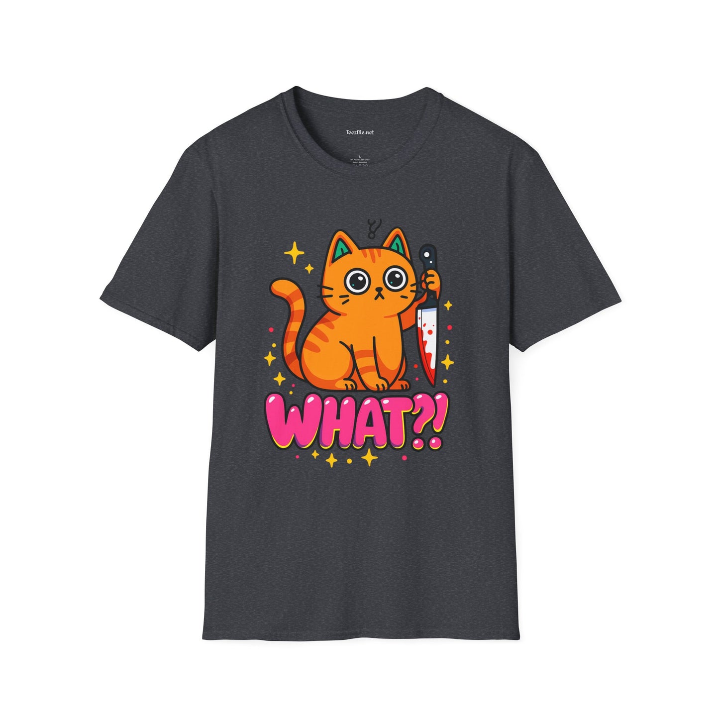 What? Murderous Cat Unisex Softstyle T-Shirt 100% Cotton
