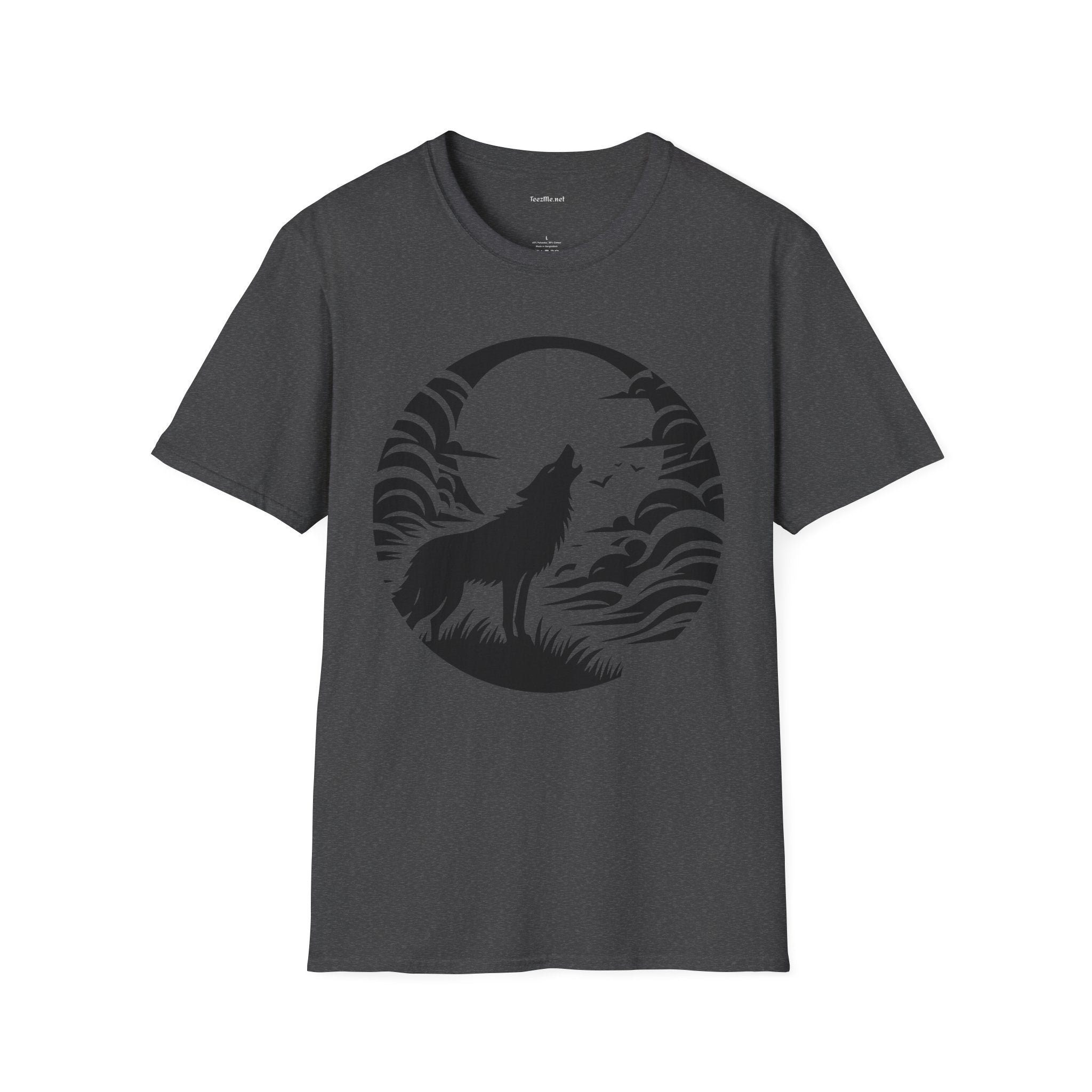Wolf Howling Moon - Unisex Softstyle T-Shirt 100% Cotton Graphic