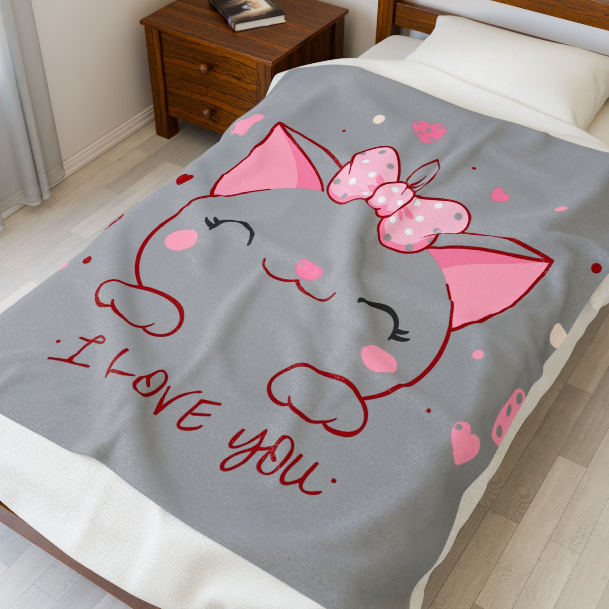 Kitty Love Velveteen Plush Blanket