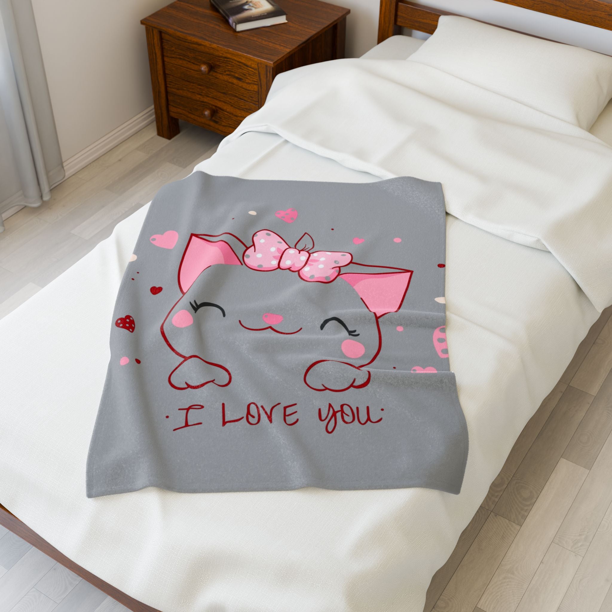 Kitty Love Velveteen Plush Blanket