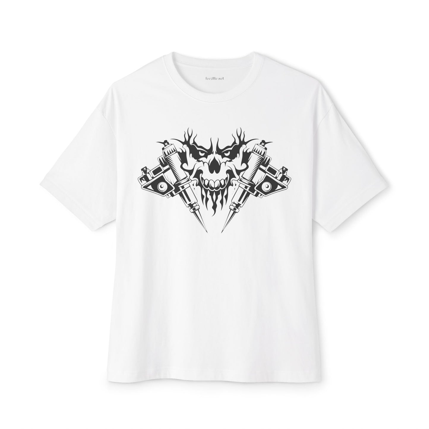 Crossed Tattoo Machine 01 Unisex Oversized Boxy Tee