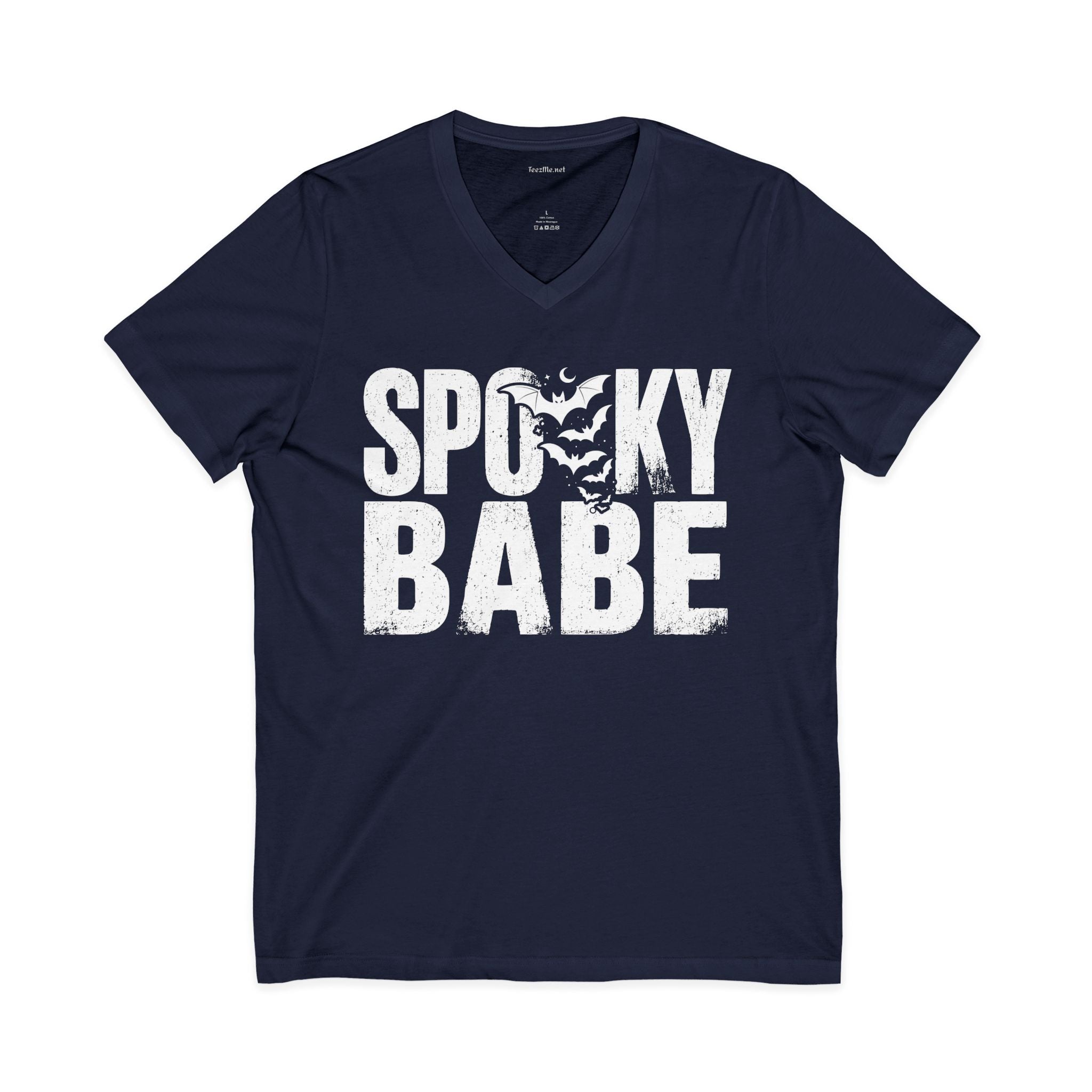 Spooky Babe V-Neck Tee — Halloween Graphic T-Shirt for Women