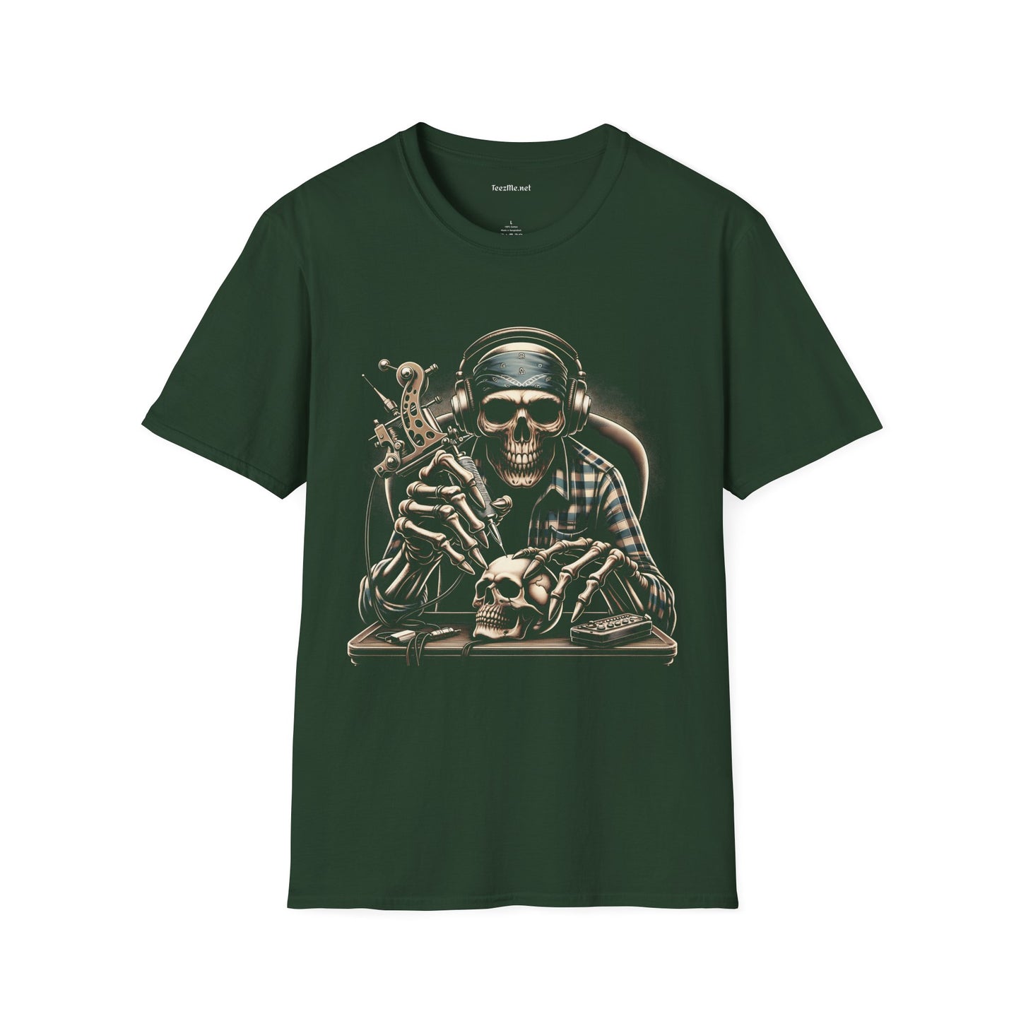 Skull Tattoo Artist 01 Unisex Soft Style T-Shirt 100% Cotton Graphic