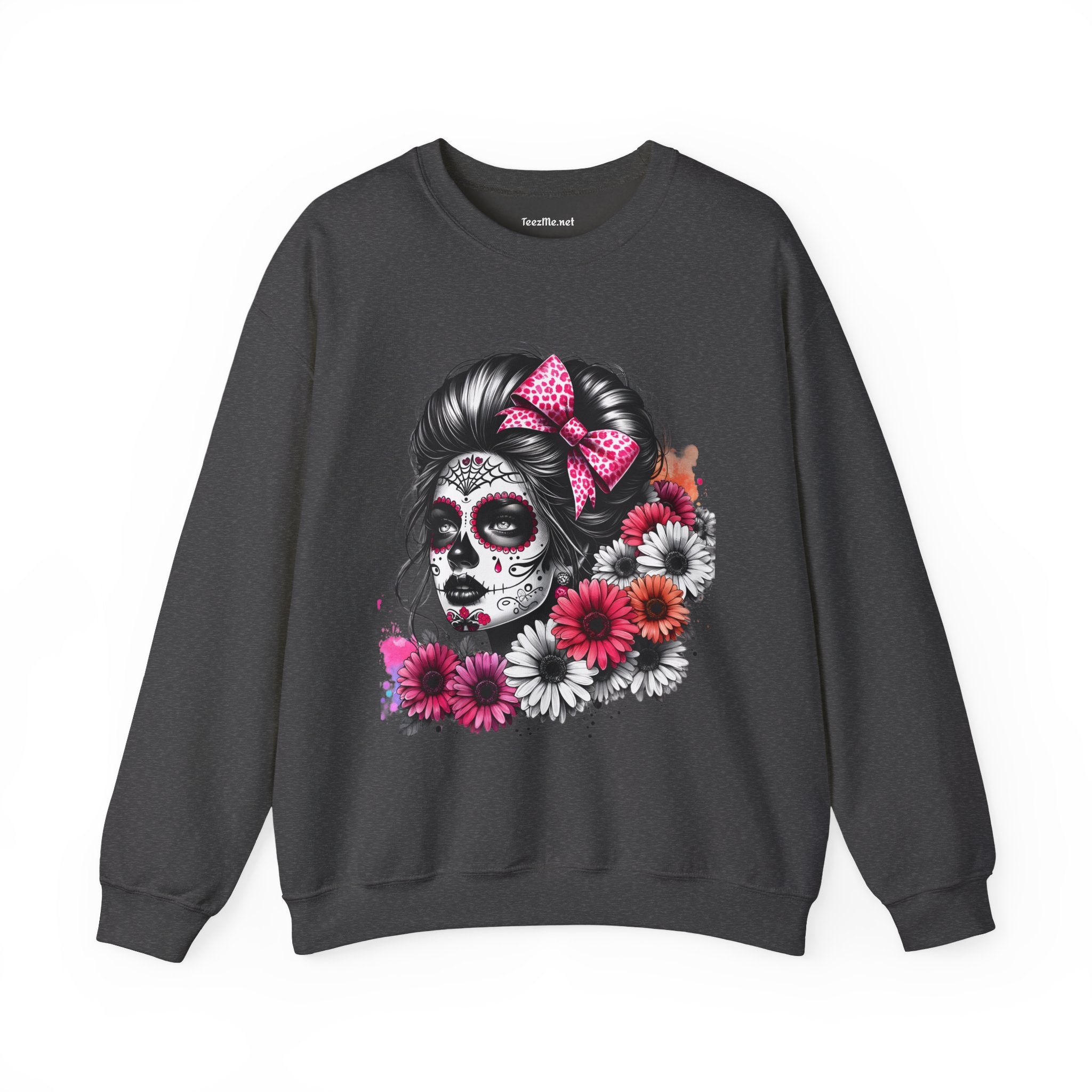 Day of the Dead Woman Sugar Skull Unisex Heavy Blend™ Crewneck Sweatshirt Graphic