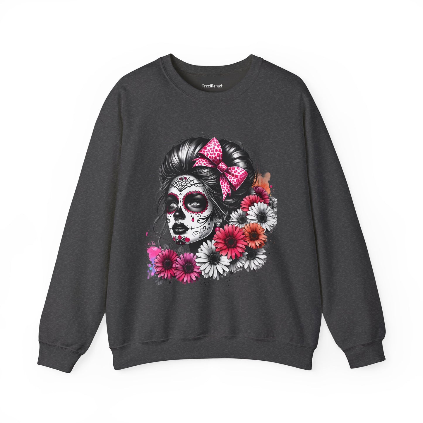 Day of the Dead Woman Sugar Skull Unisex Heavy Blend™ Crewneck Sweatshirt Graphic