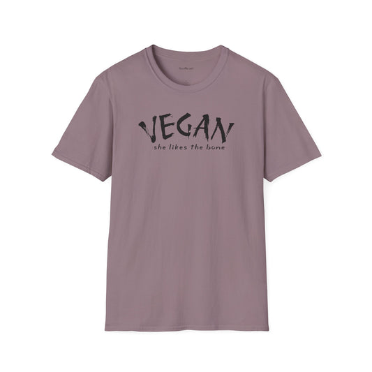 VEGAN she likes the bone Unisex Softstyle T-Shirt 100% Cotton Graphic