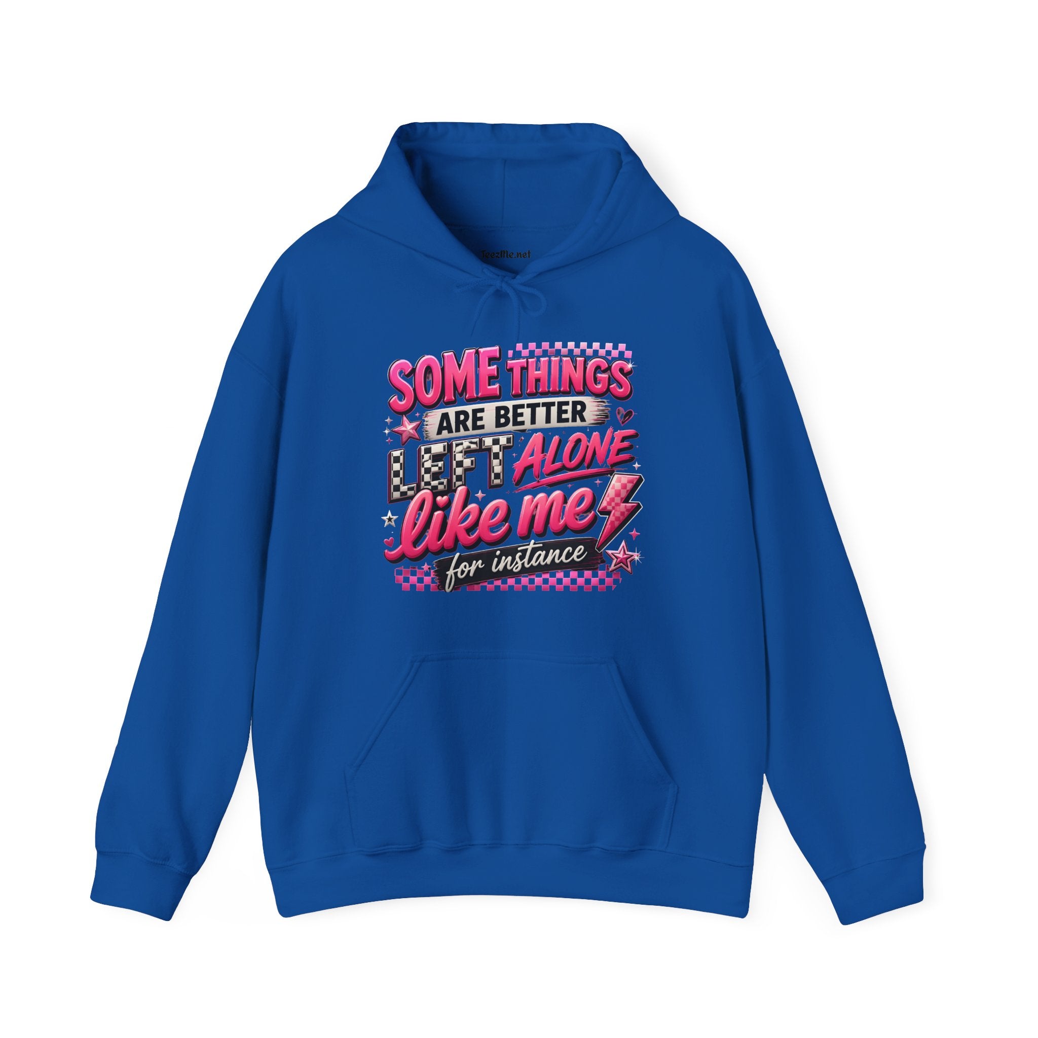 Hoodie — "Some Things Are Better Alone Like Me" Pink Retro Graphic Hoodie