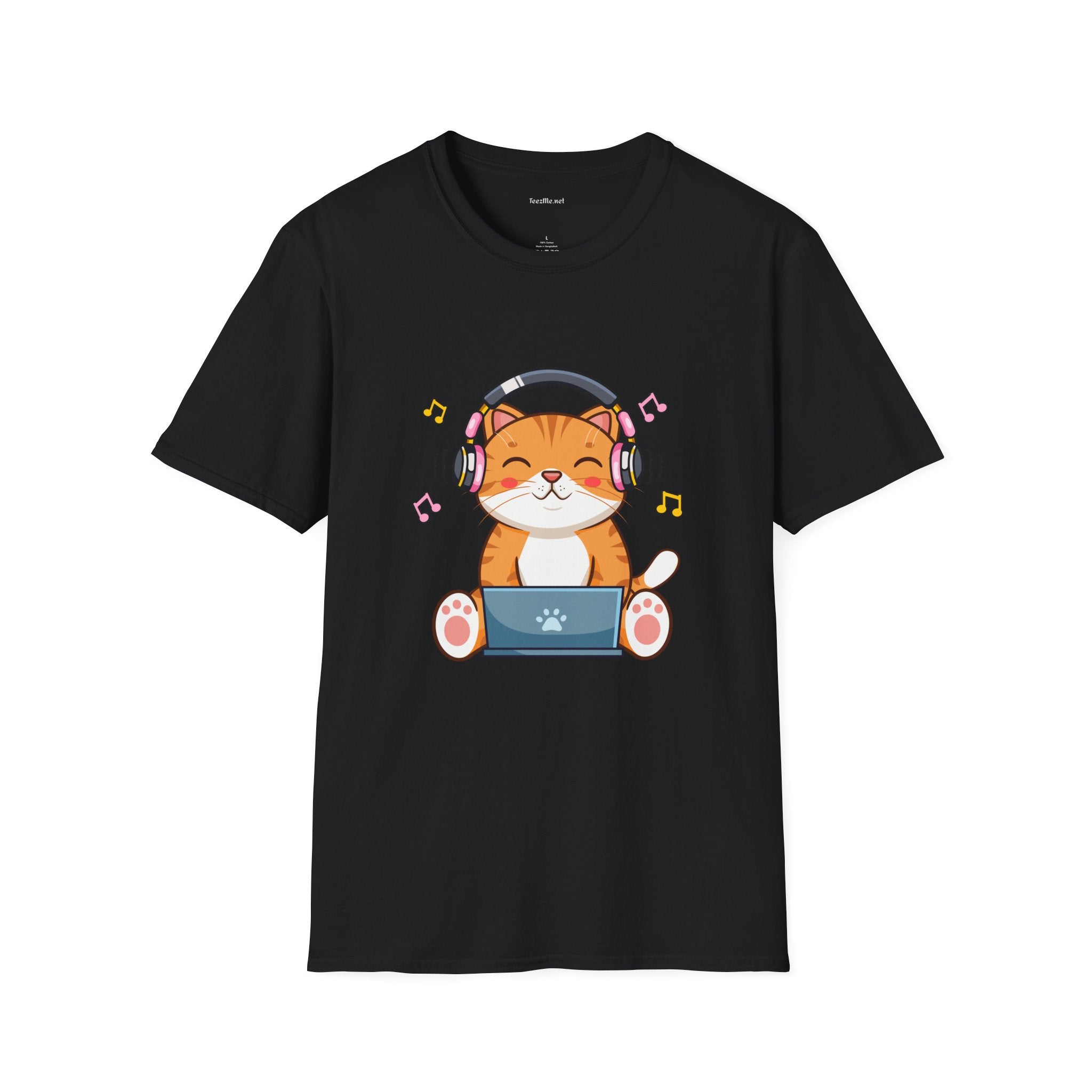 Cat with Headphones T-Shirt — Cute Music Kitty Tee