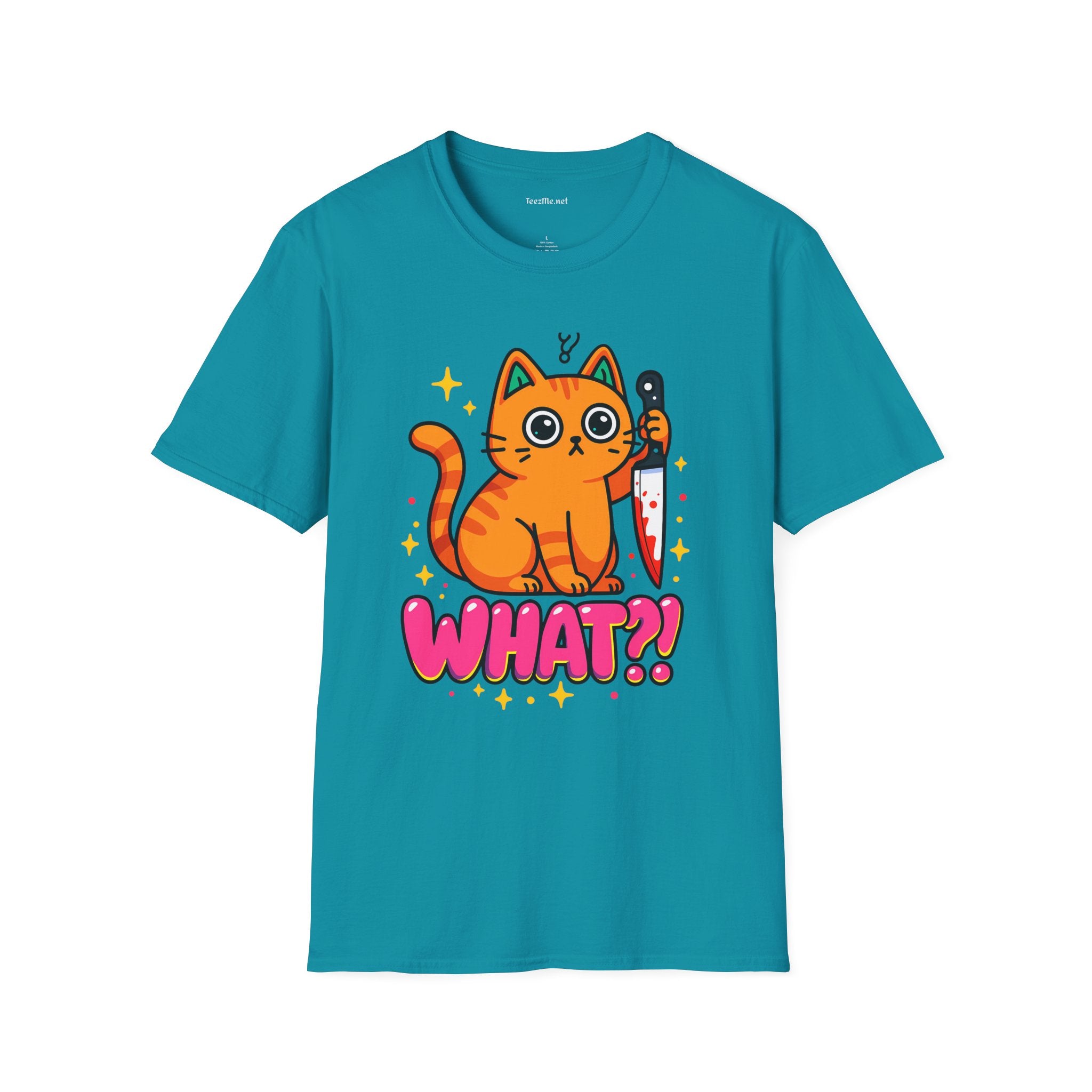 What? Murderous Cat Unisex Softstyle T-Shirt 100% Cotton