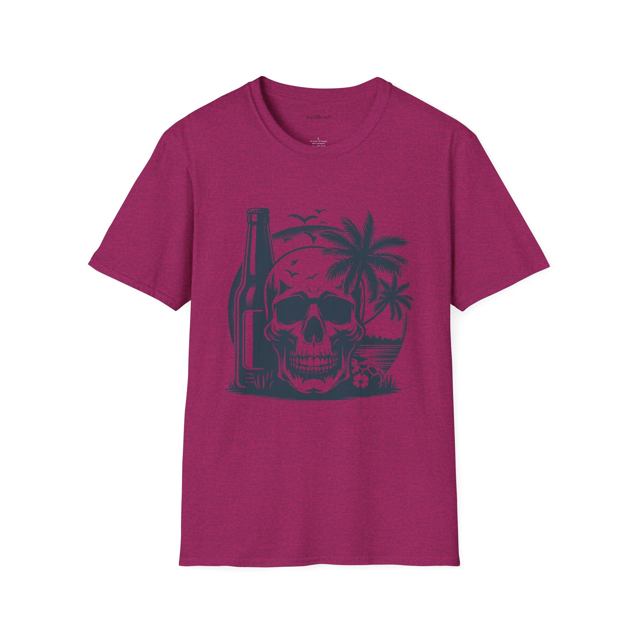 Skull with Beer 02 Unisex Softstyle T-Shirt 100% Cotton