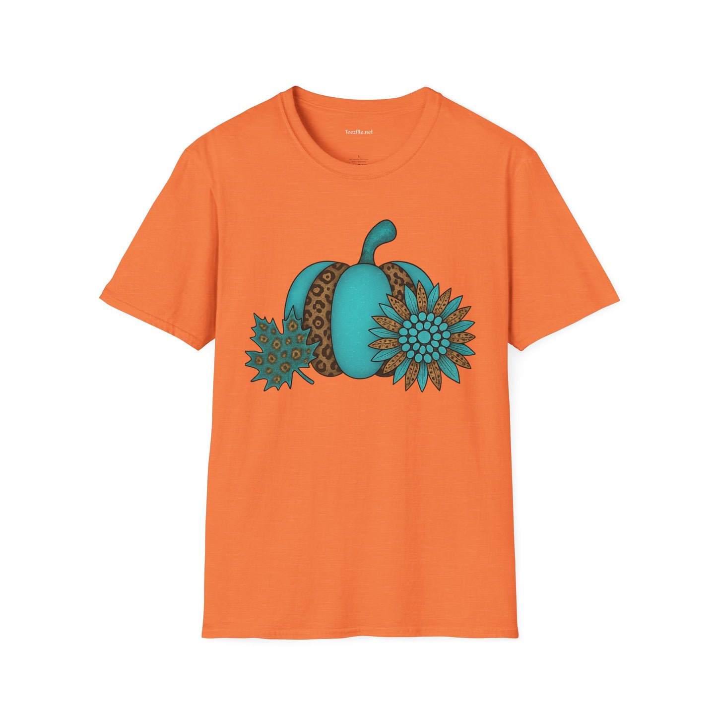 Turquoise Pumpkin Unisex Softstyle T-Shirt 100% Cotton