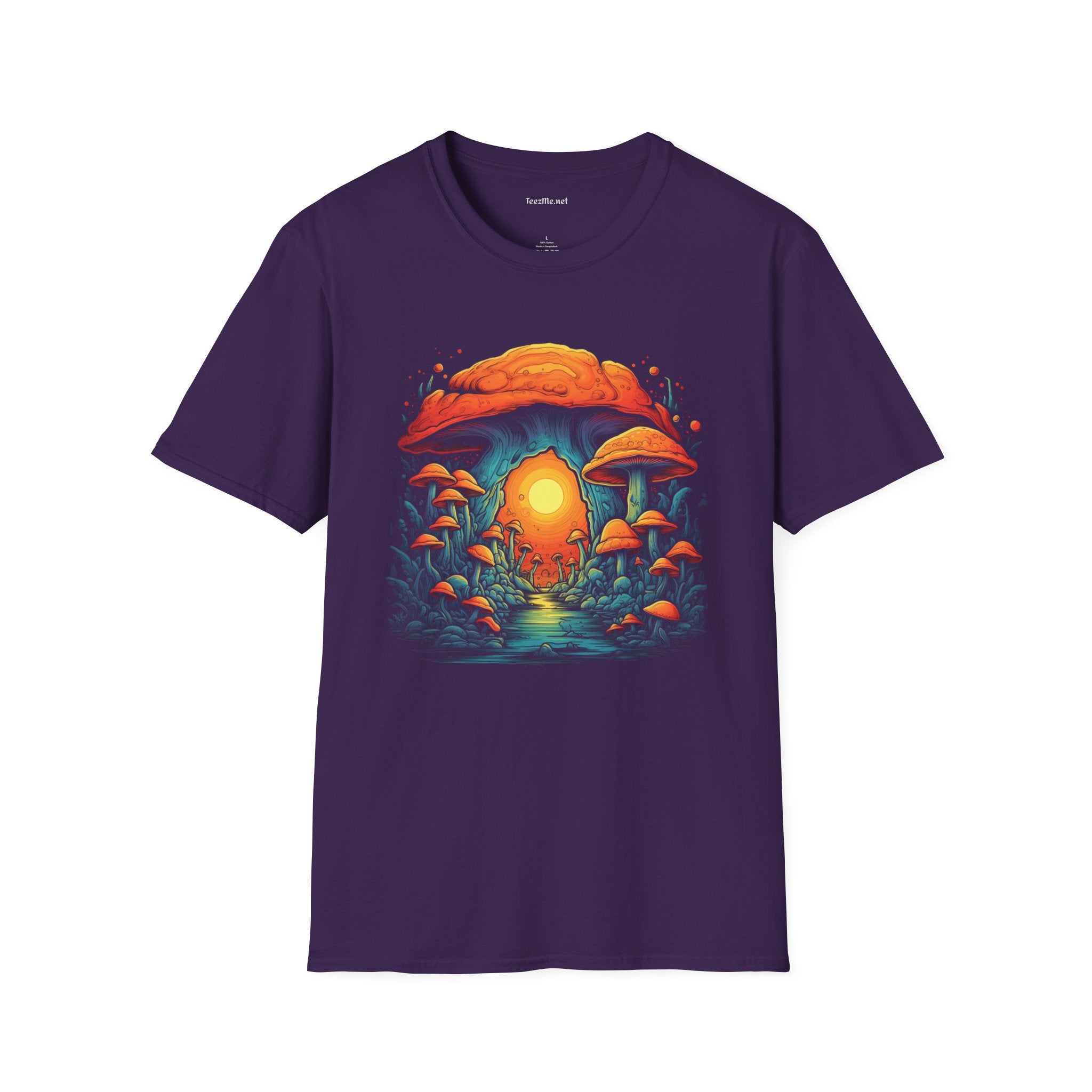 BOHO Psych Mushroom Unisex Softstyle T-Shirt 100% Cotton Graphic