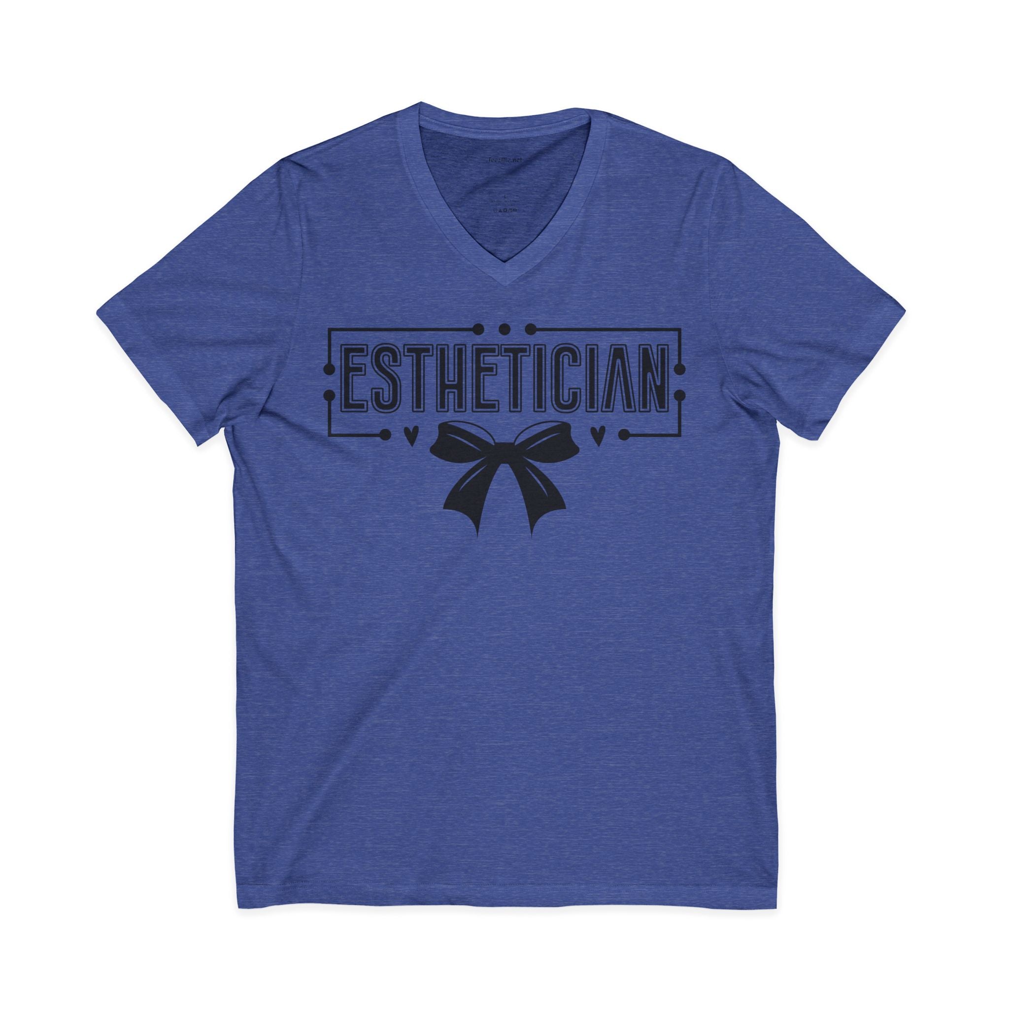 Esthetician with bow Unisex Jersey Short Sleeve V-Neck Tee