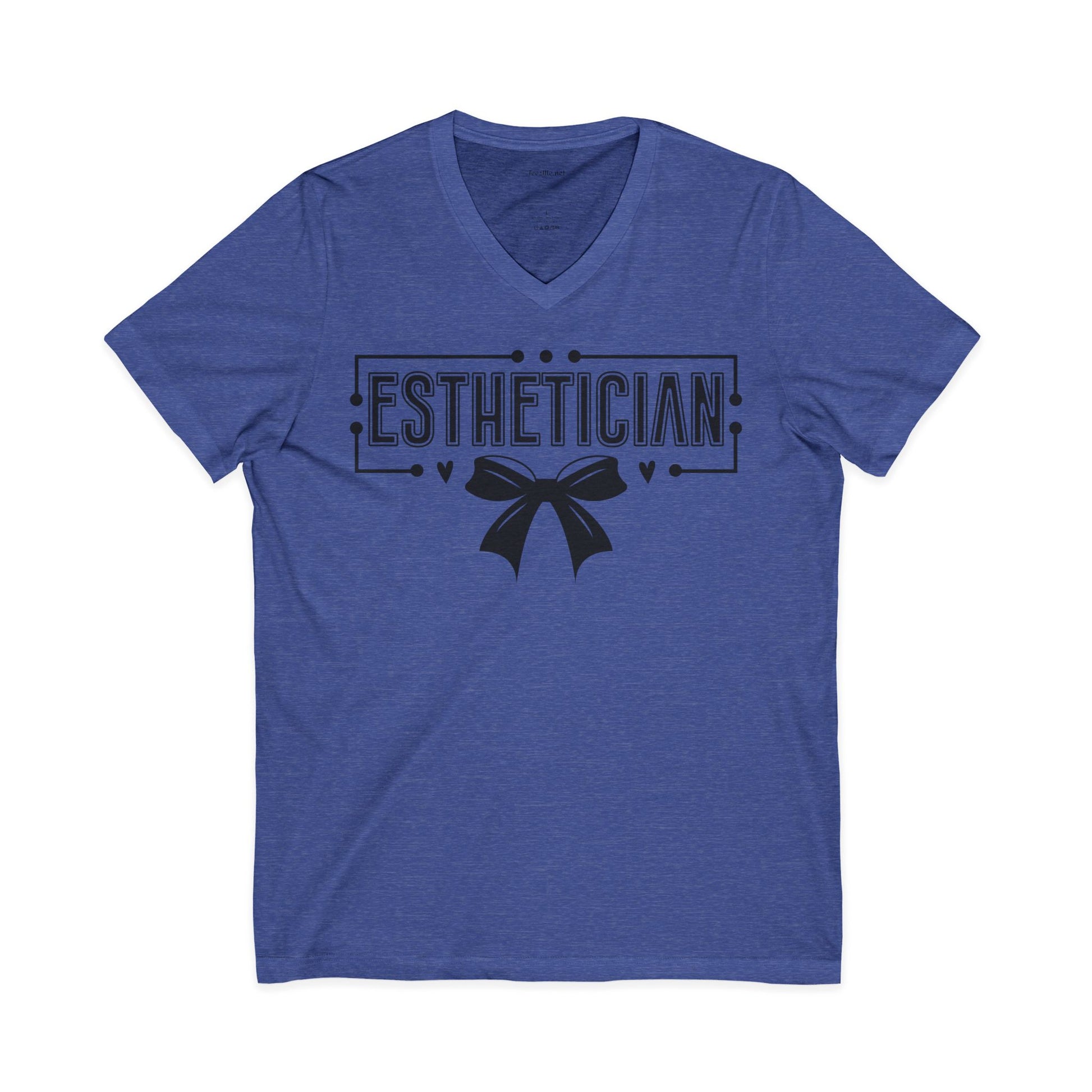 Esthetician with bow Unisex Jersey Short Sleeve V-Neck Tee