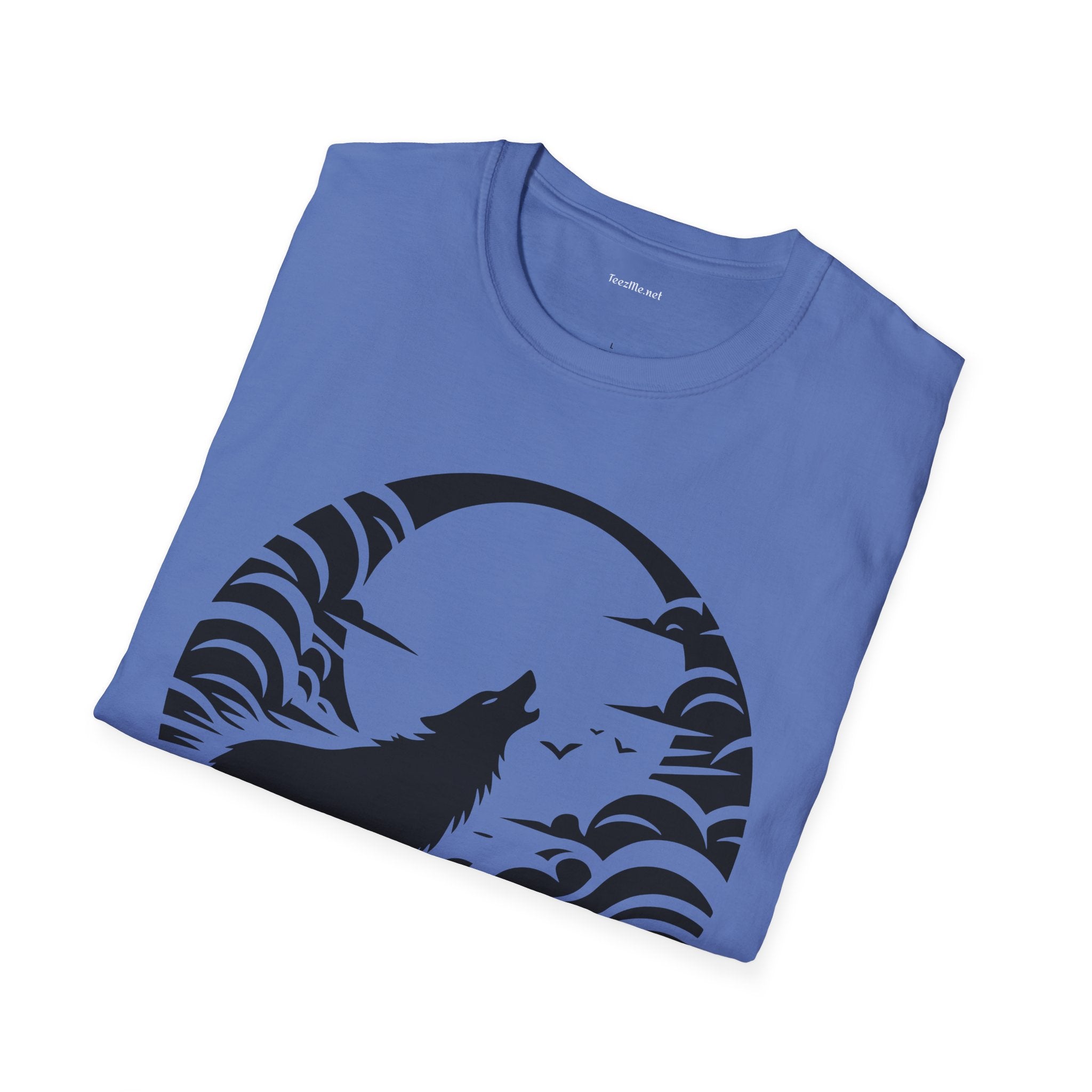 Wolf Howling Moon - Unisex Softstyle T-Shirt 100% Cotton Graphic