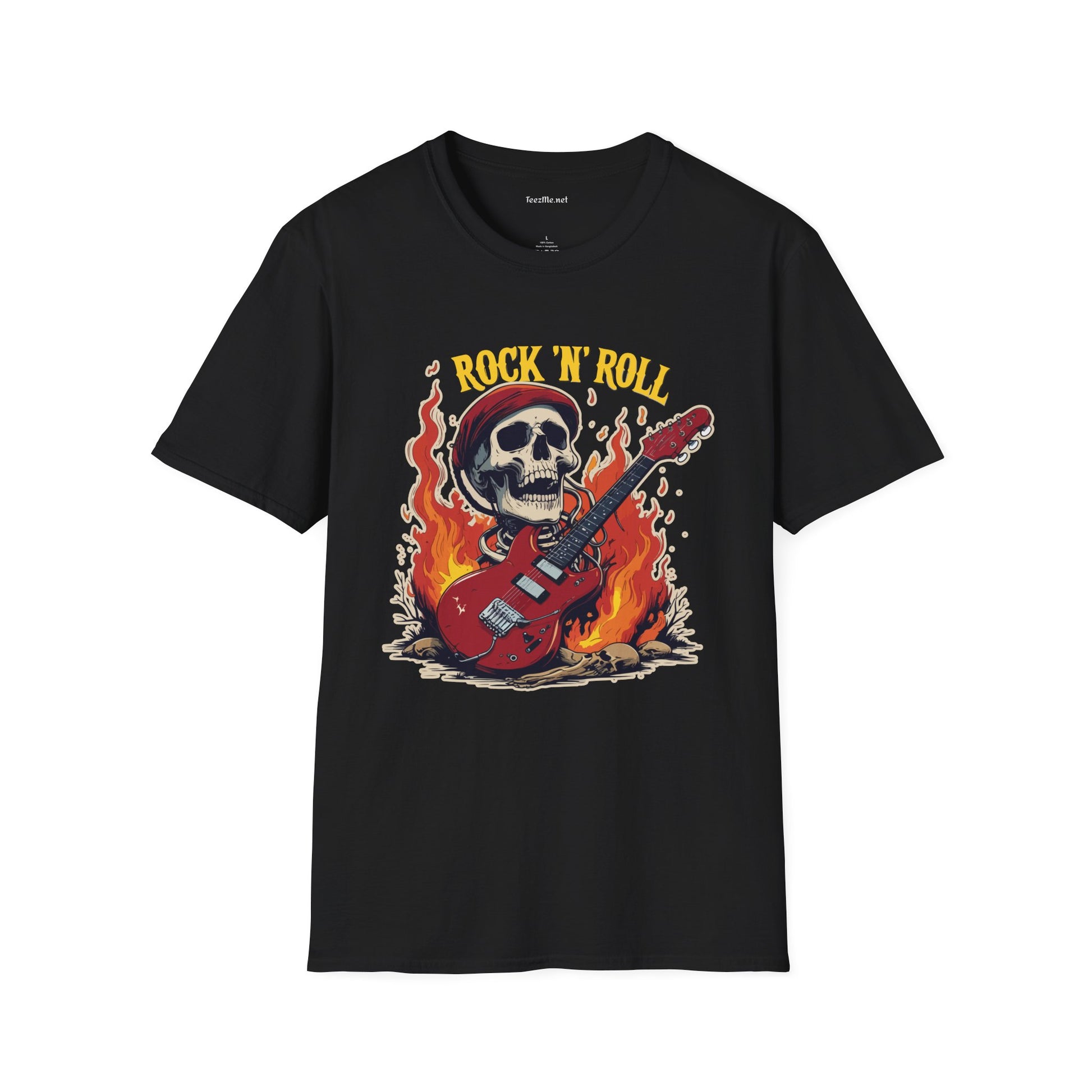 Rock N Roll Skeleton - Unisex Softstyle T-Shirt 100% Cotton Graphic