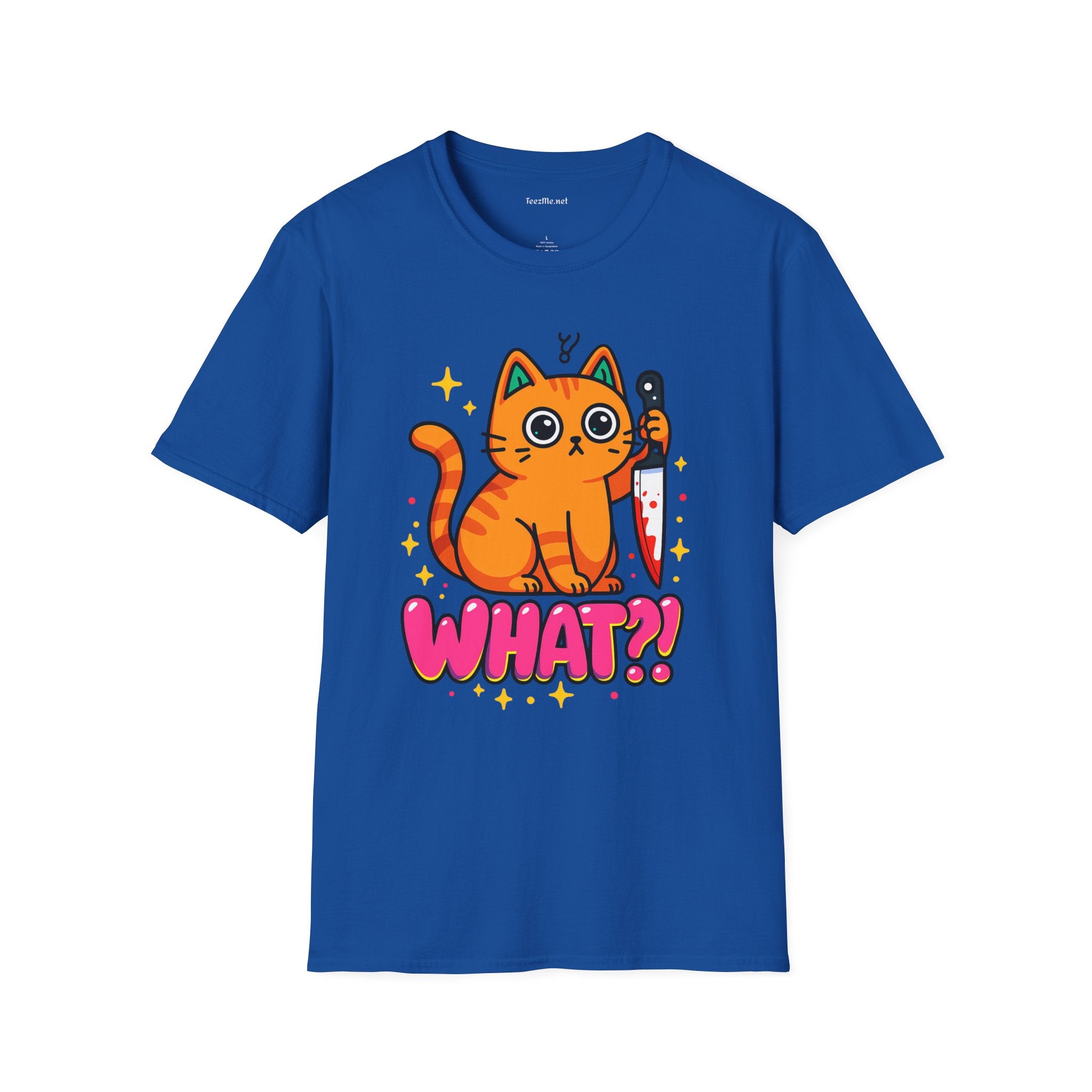 What? Murderous Cat Unisex Softstyle T-Shirt 100% Cotton
