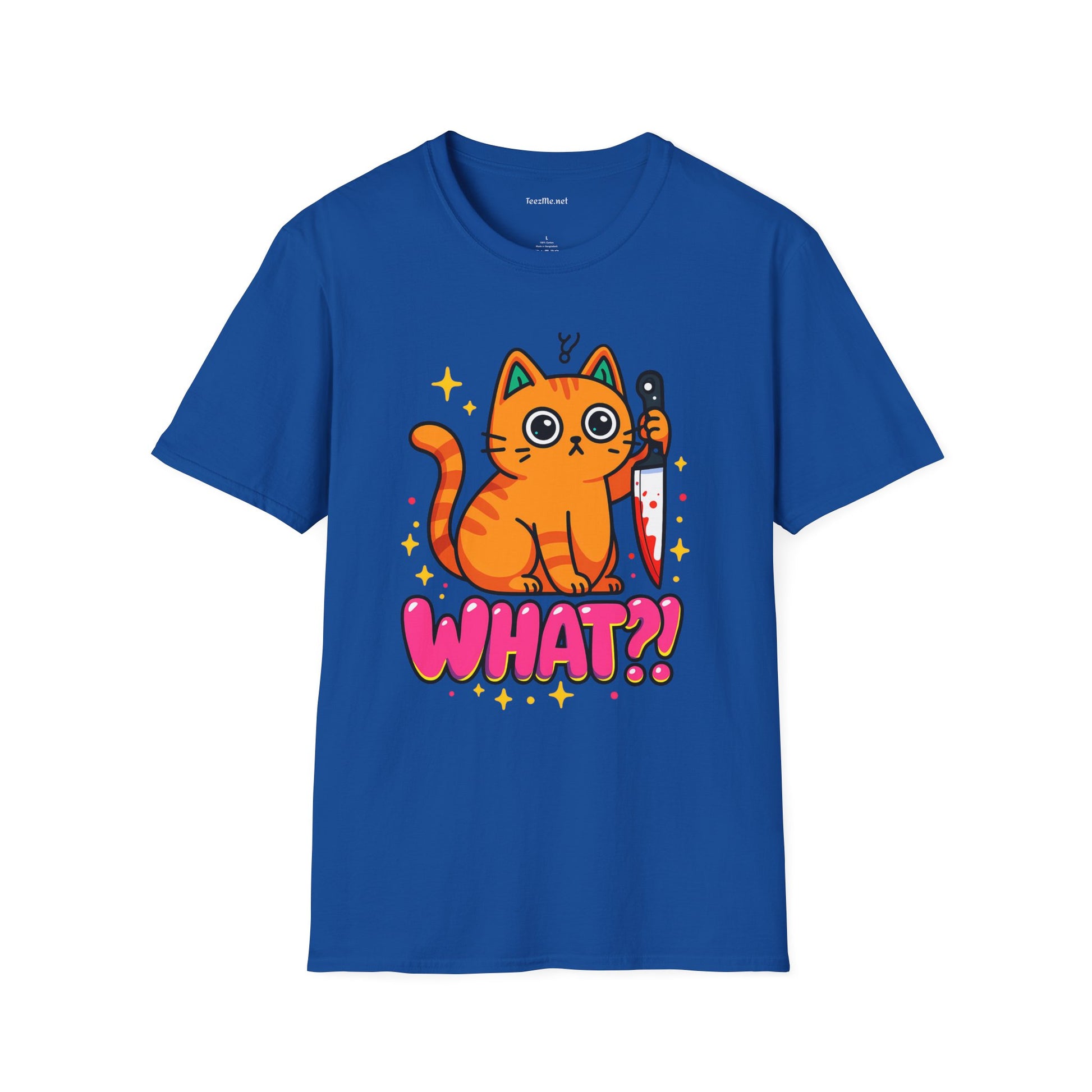 What? Murderous Cat Unisex Softstyle T-Shirt 100% Cotton