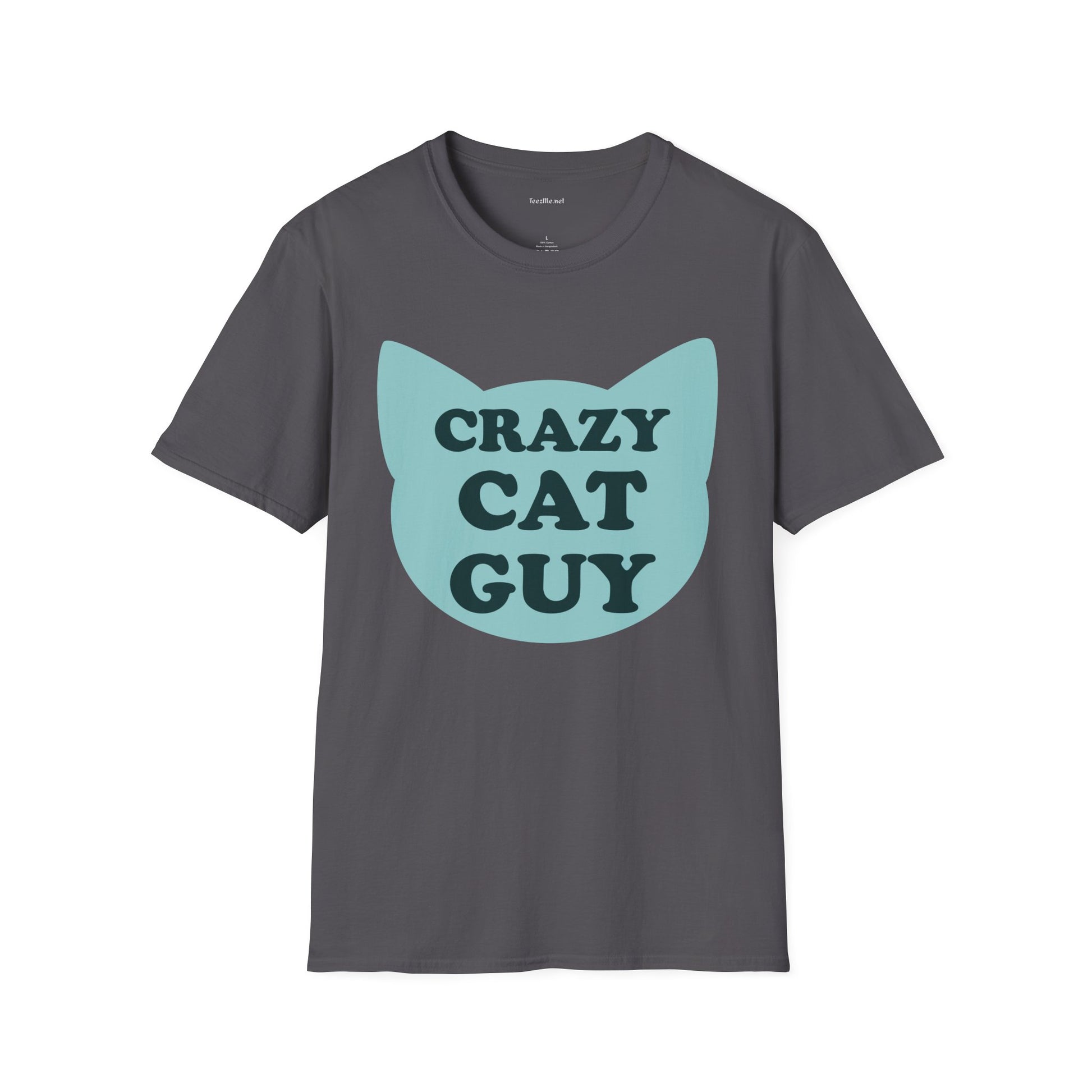 Crazy Cat Guy Unisex Softstyle T-Shirt 100% Cotton Graphic