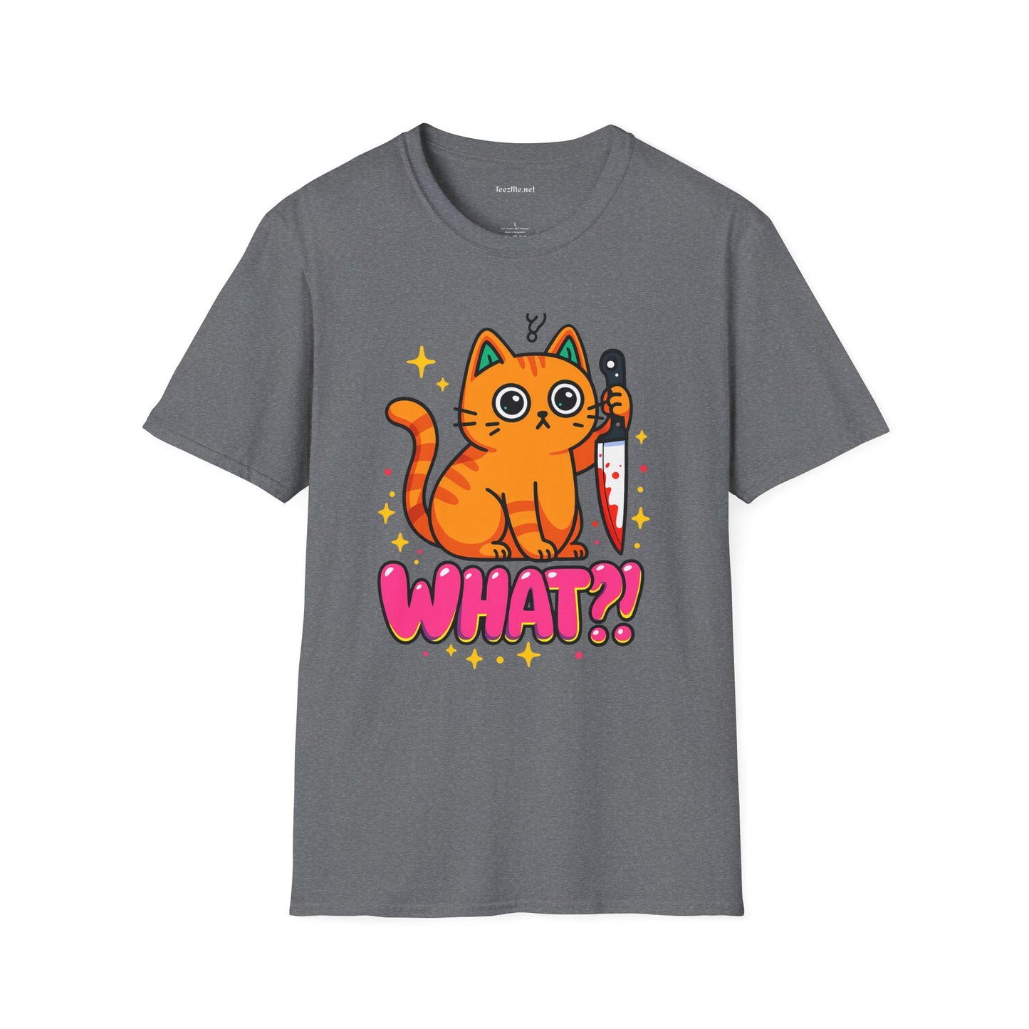 What? Murderous Cat Unisex Softstyle T-Shirt 100% Cotton